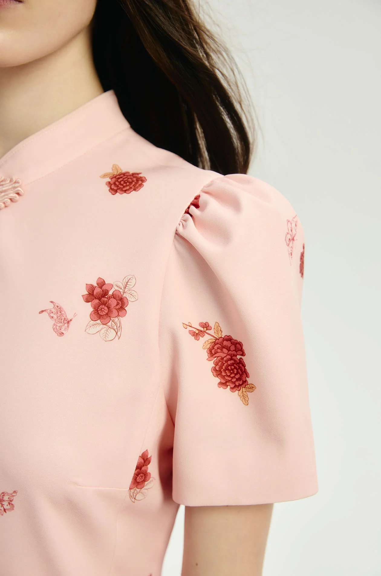 Floral Printed Mini Qipao - Image 4