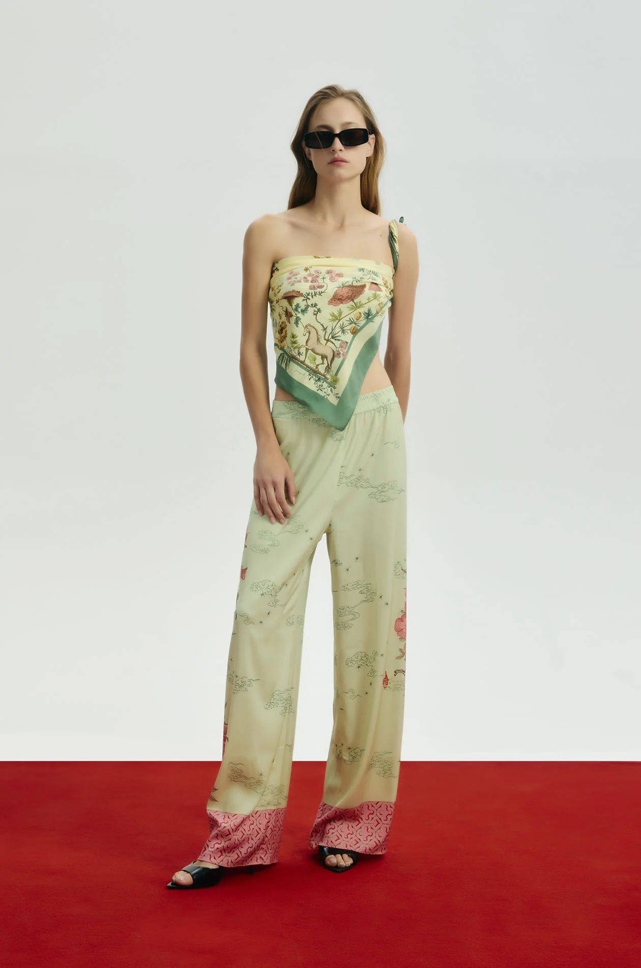 Floral Printed Satin Pants