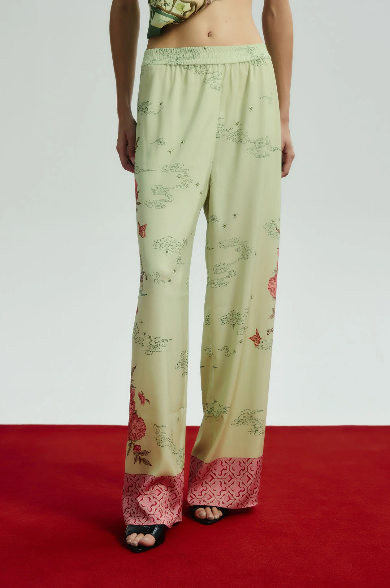 Floral Printed Satin Pants - Image 2