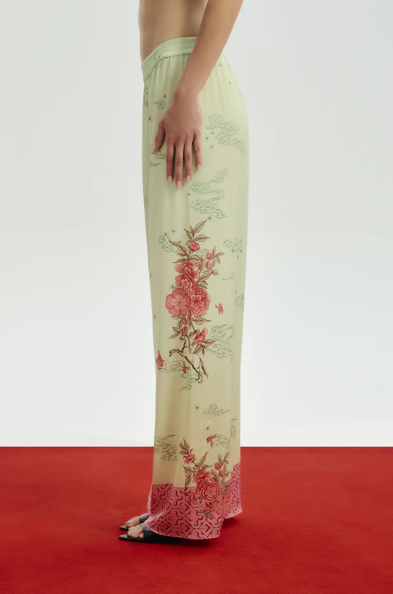 Floral Printed Satin Pants - Image 3