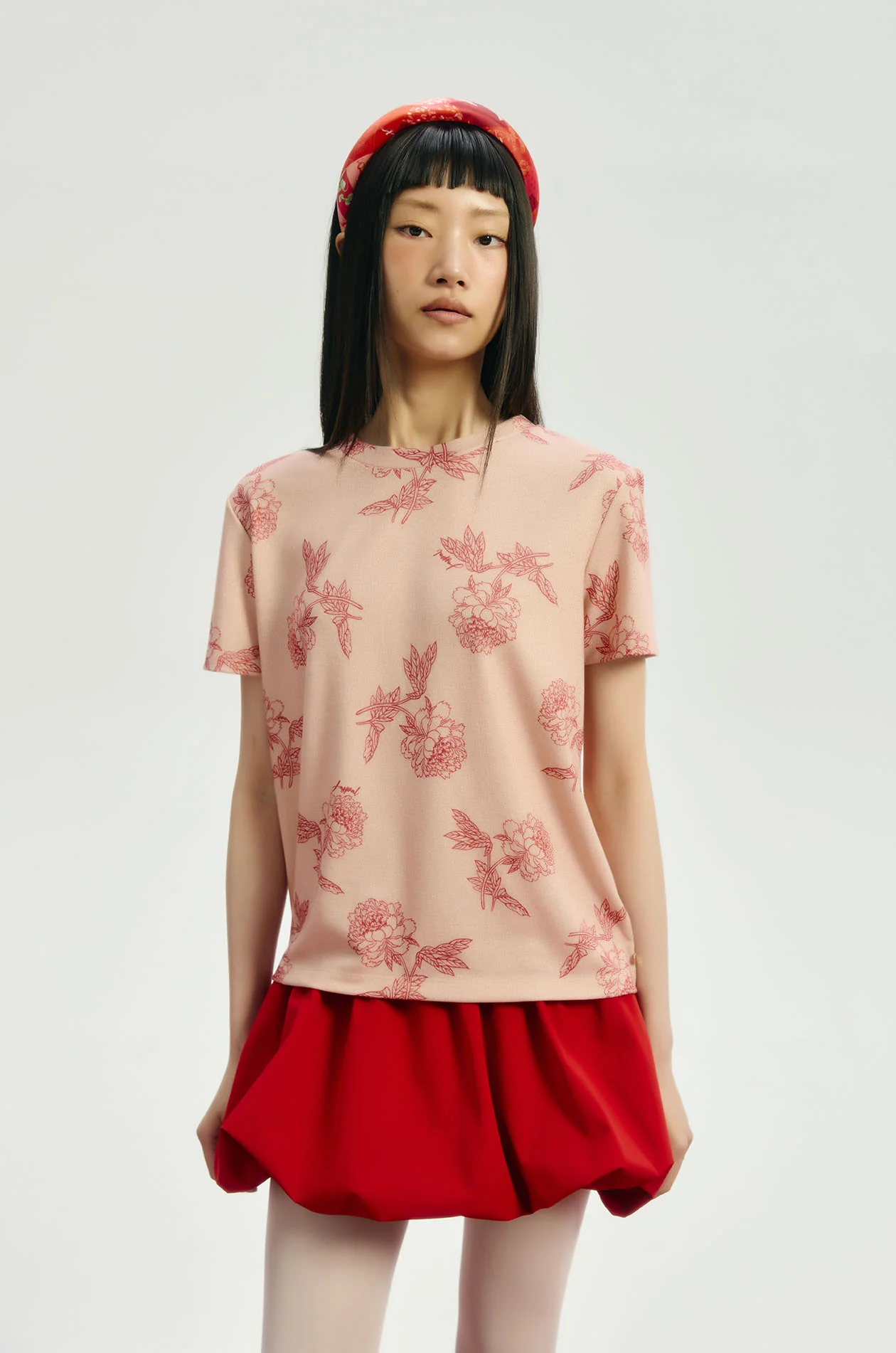 Peony Printed Metallic T-Shirt - Image 2