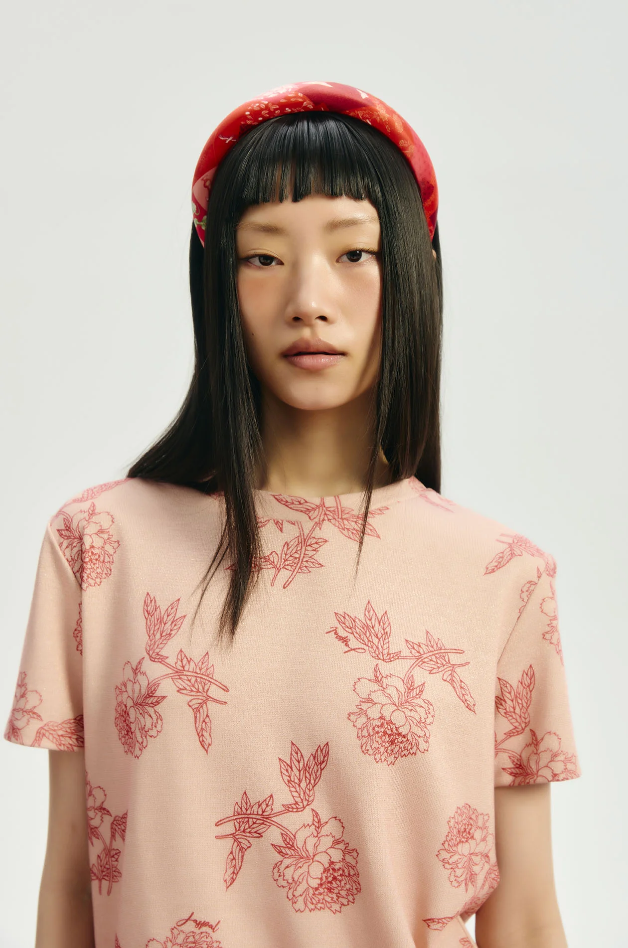Peony Printed Metallic T-Shirt - Image 3
