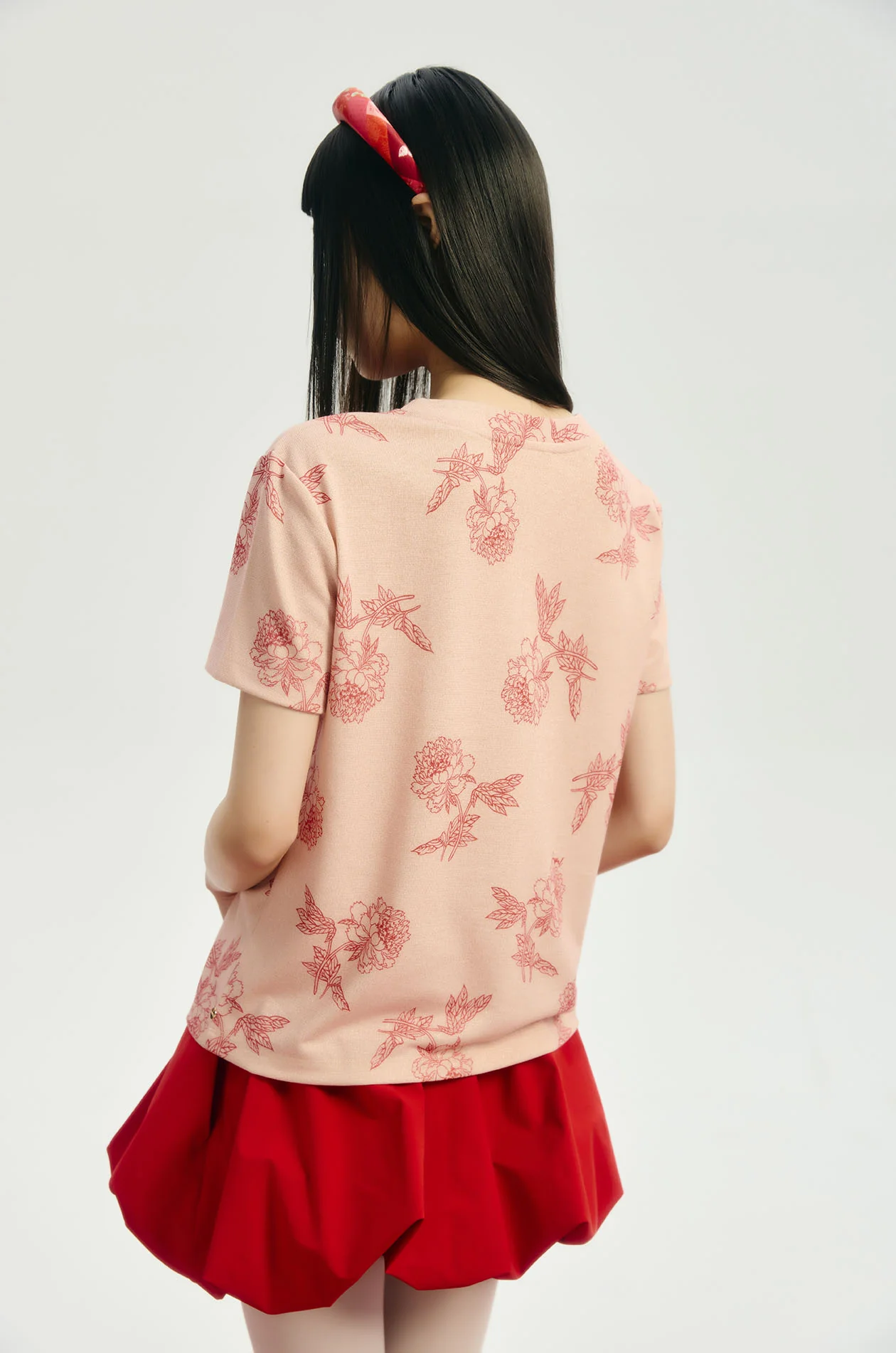 Peony Printed Metallic T-Shirt - Image 5