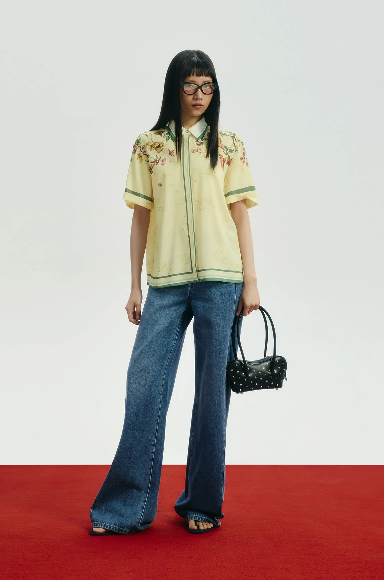 Motif Printed Satin Shirt