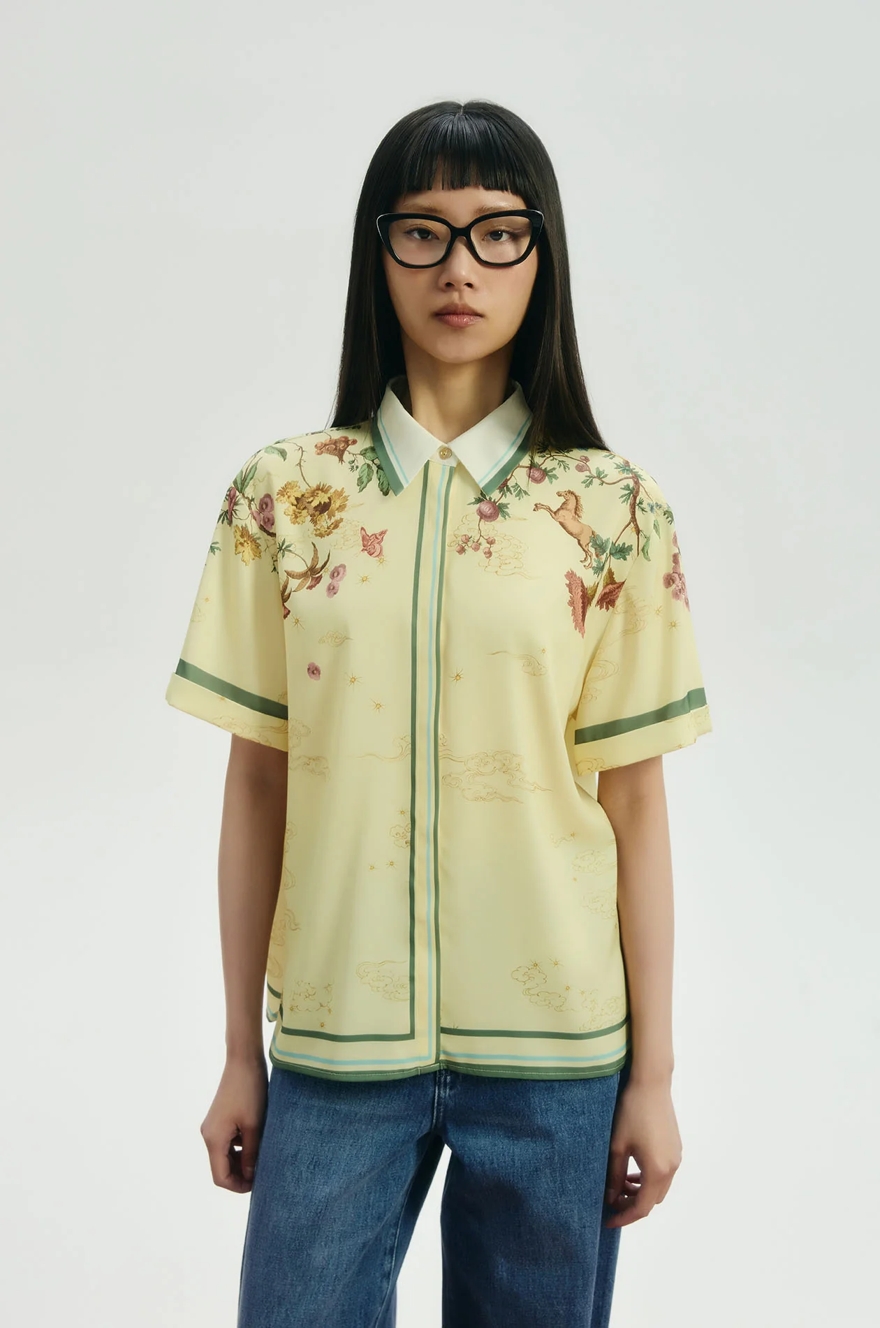 Motif Printed Satin Shirt - Image 2