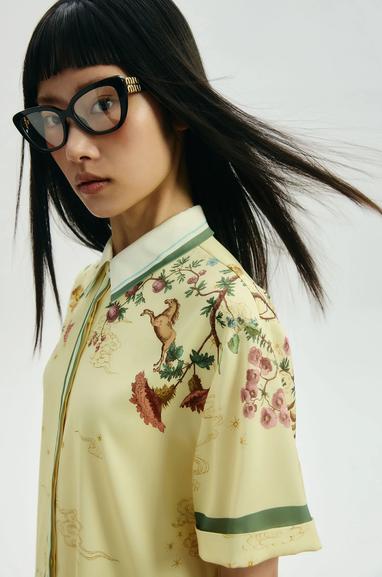 Motif Printed Satin Shirt - Image 3