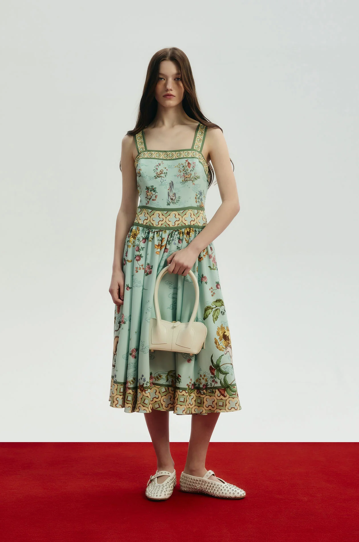 Motif Printed Midi Dress