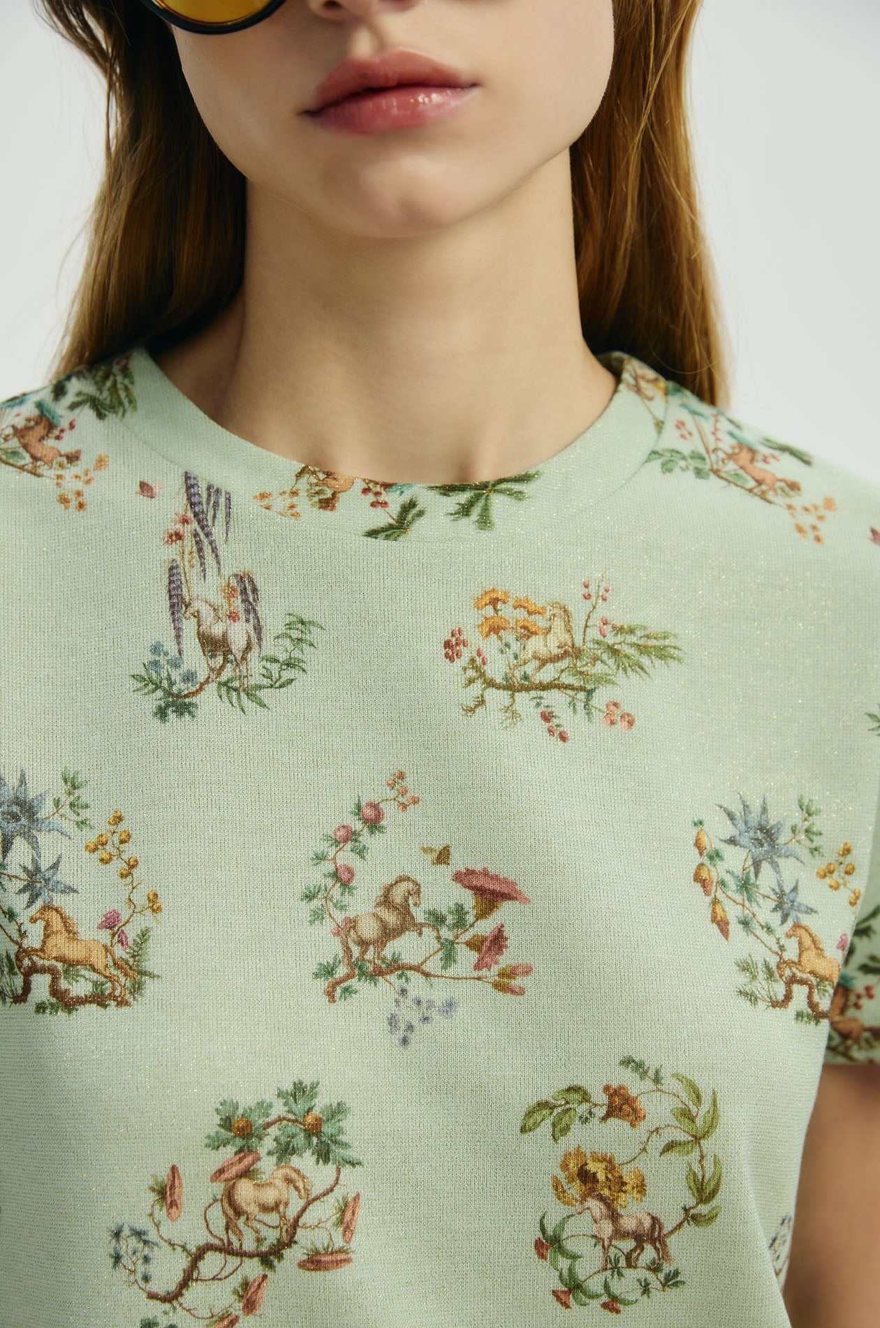 Motif Printed Metallic T-Shirt - Image 3