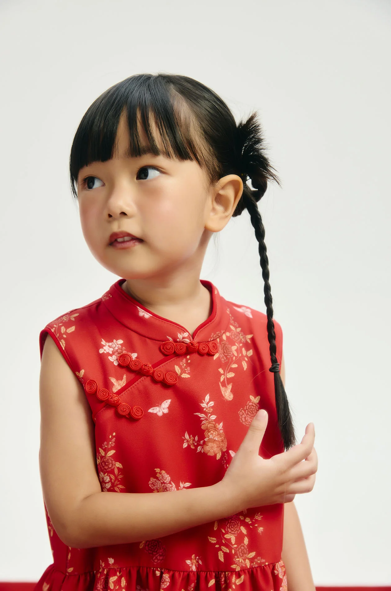 Girl Chinese-Inspired Floral Dress - Image 3