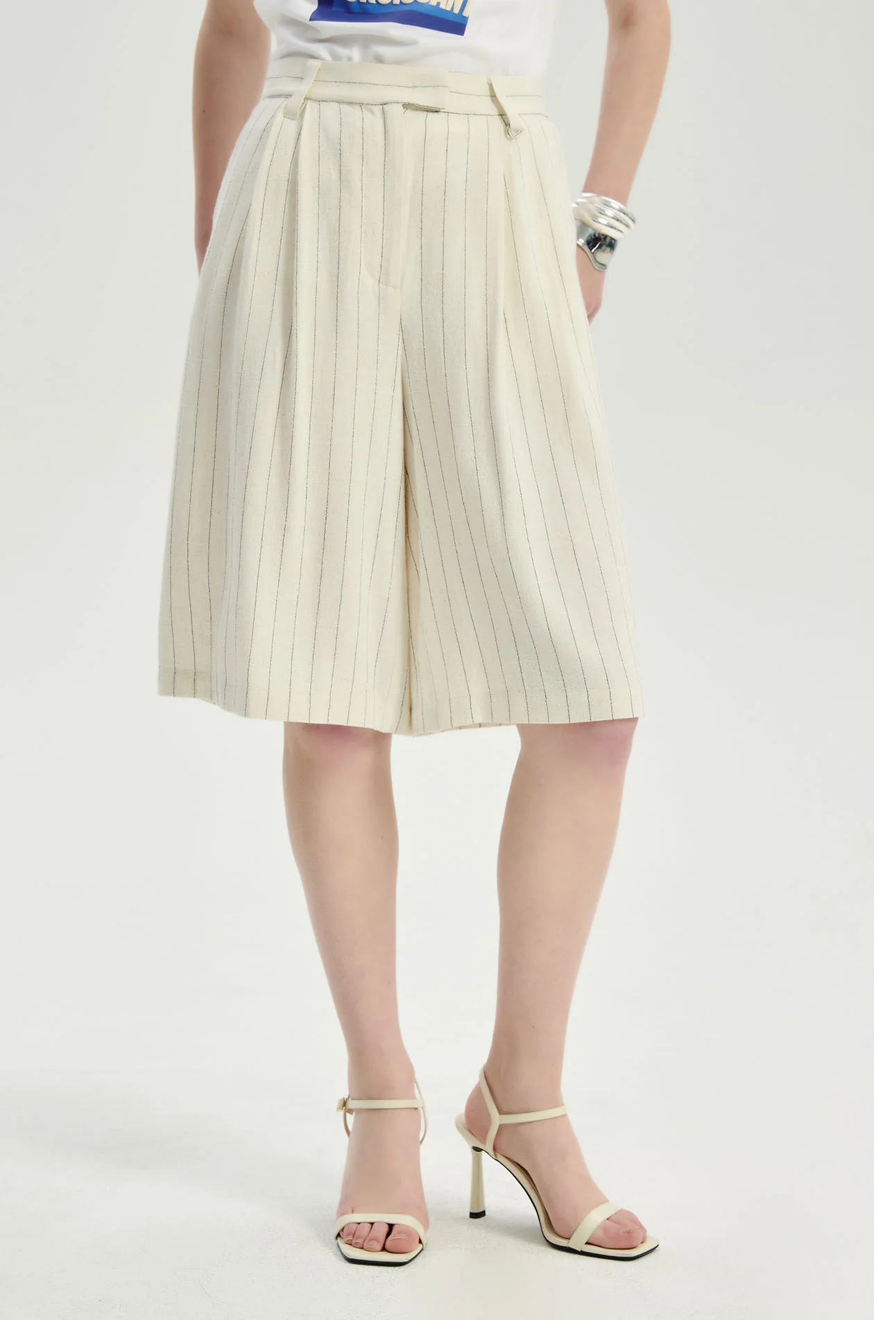 Pinstripe Relaxed Bermuda Shorts - Image 2