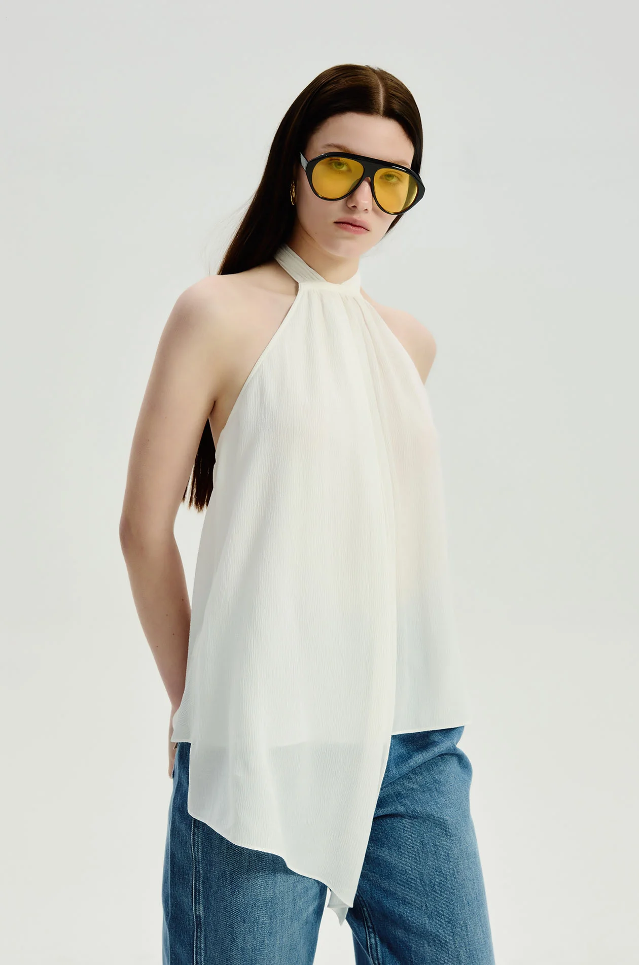 Crinkled Chiffon Halter Top - Image 2