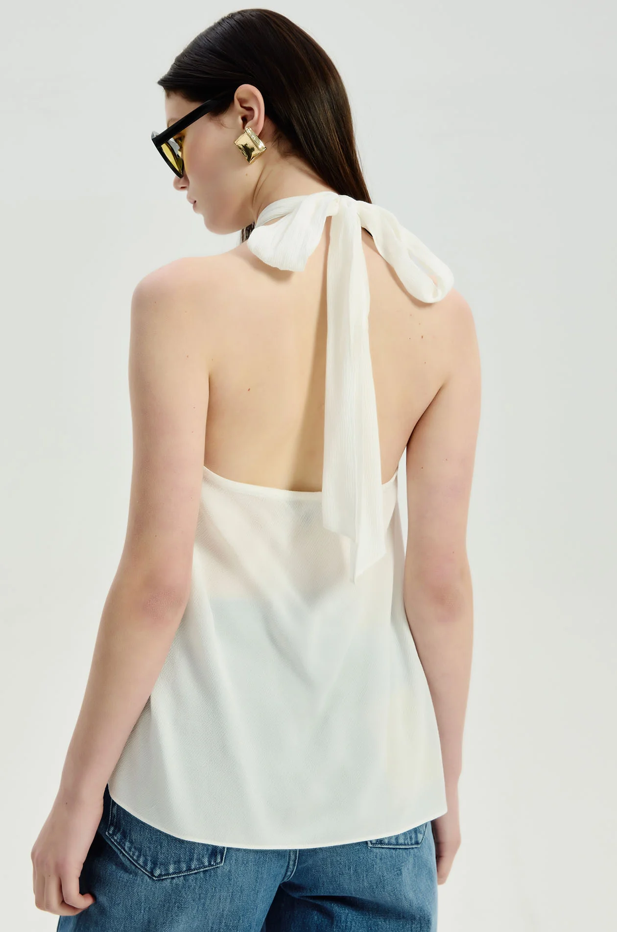 Crinkled Chiffon Halter Top - Image 5