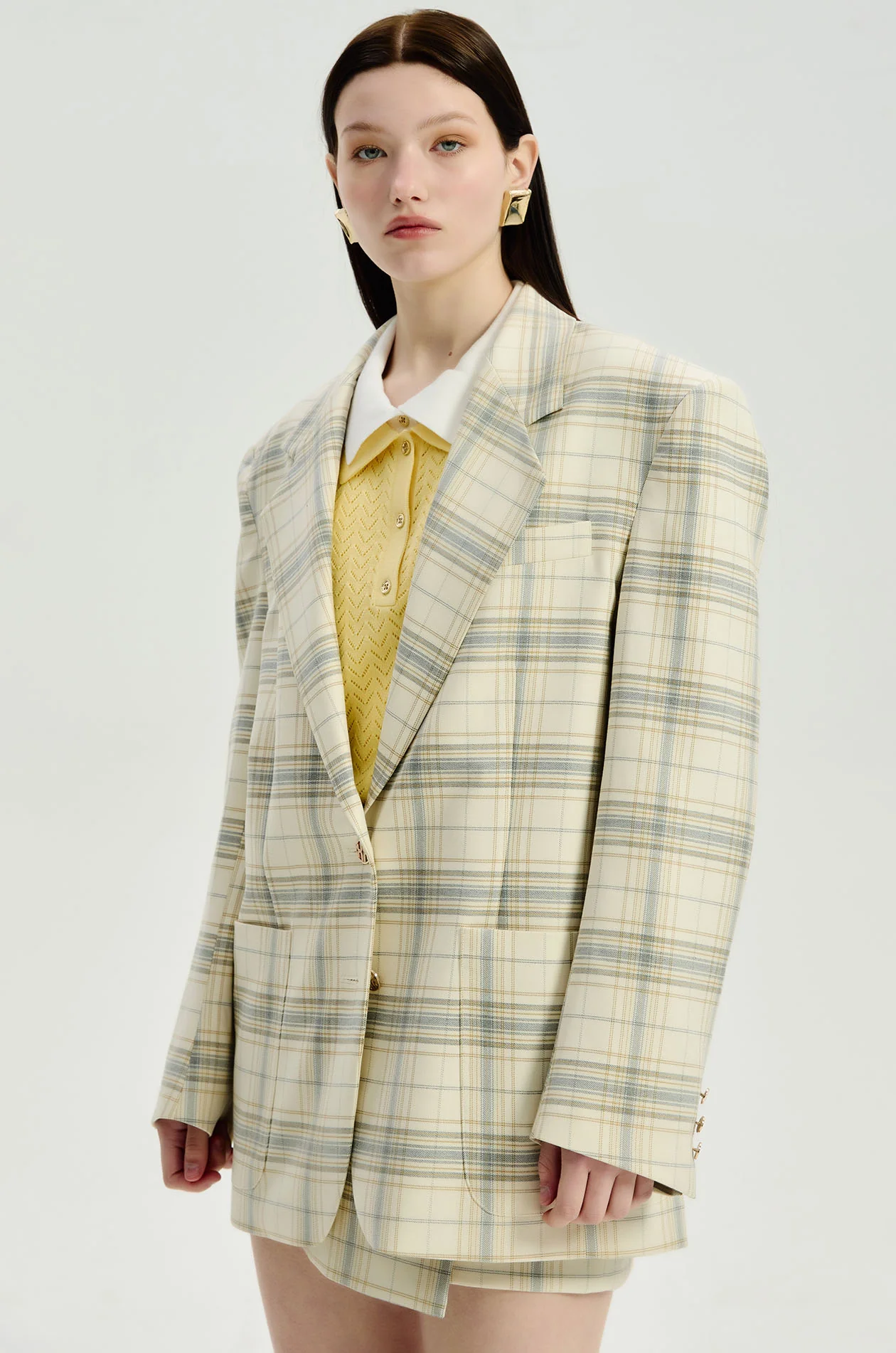Plaid Oversized Tailored Blazer - Image 2