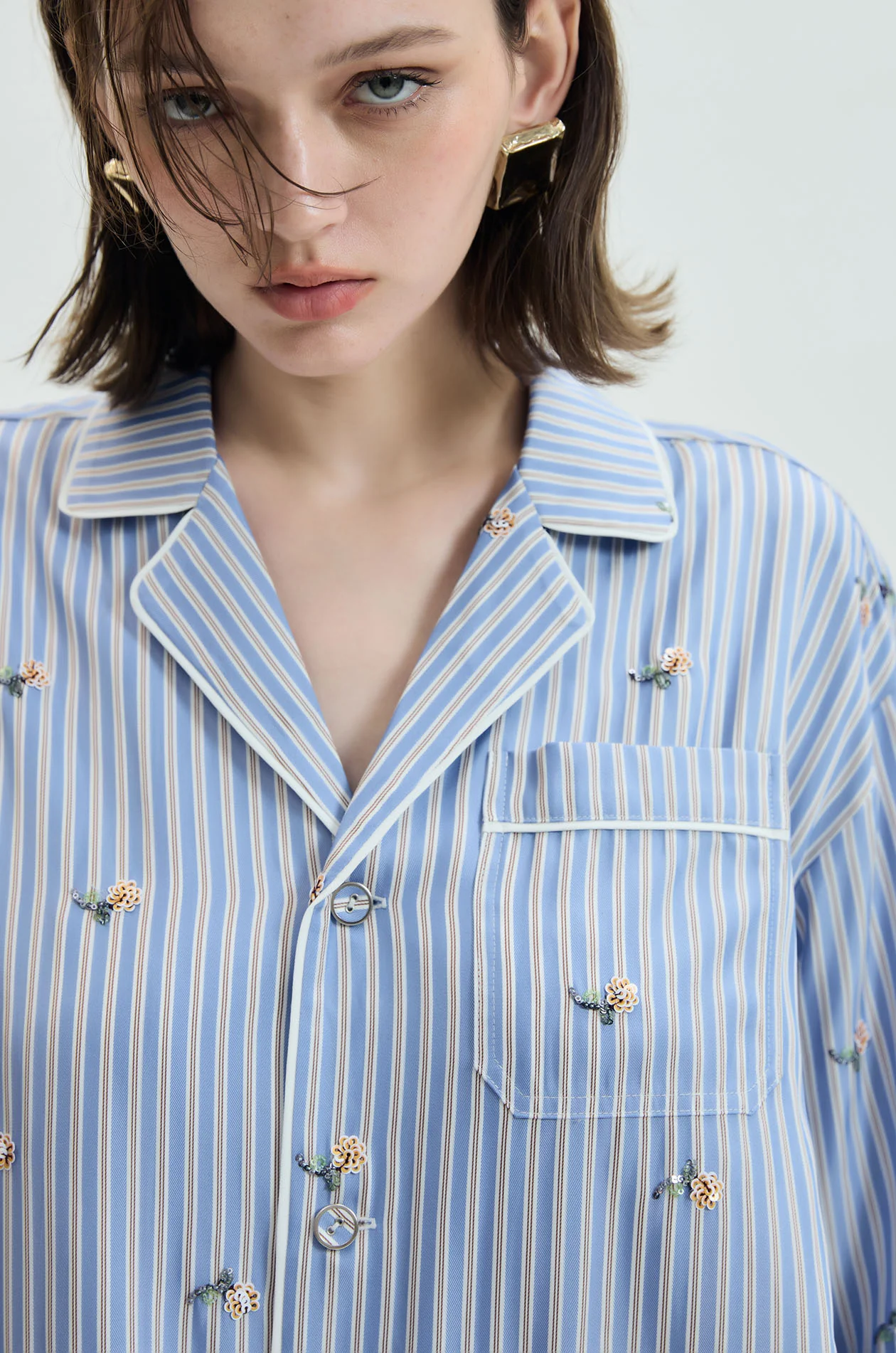 Ditsy Floral Striped Lounge Shirt - Image 3