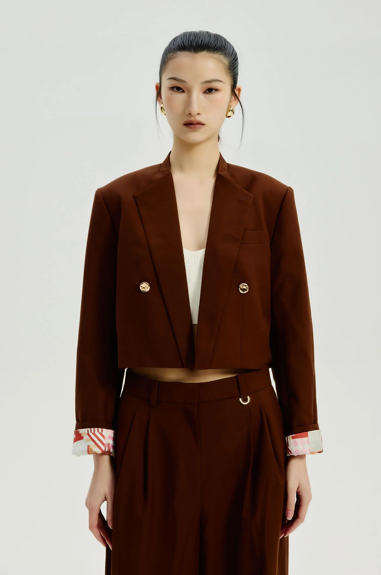 Cropped Blazer with Horse Mosaic Garden Lining - Image 2