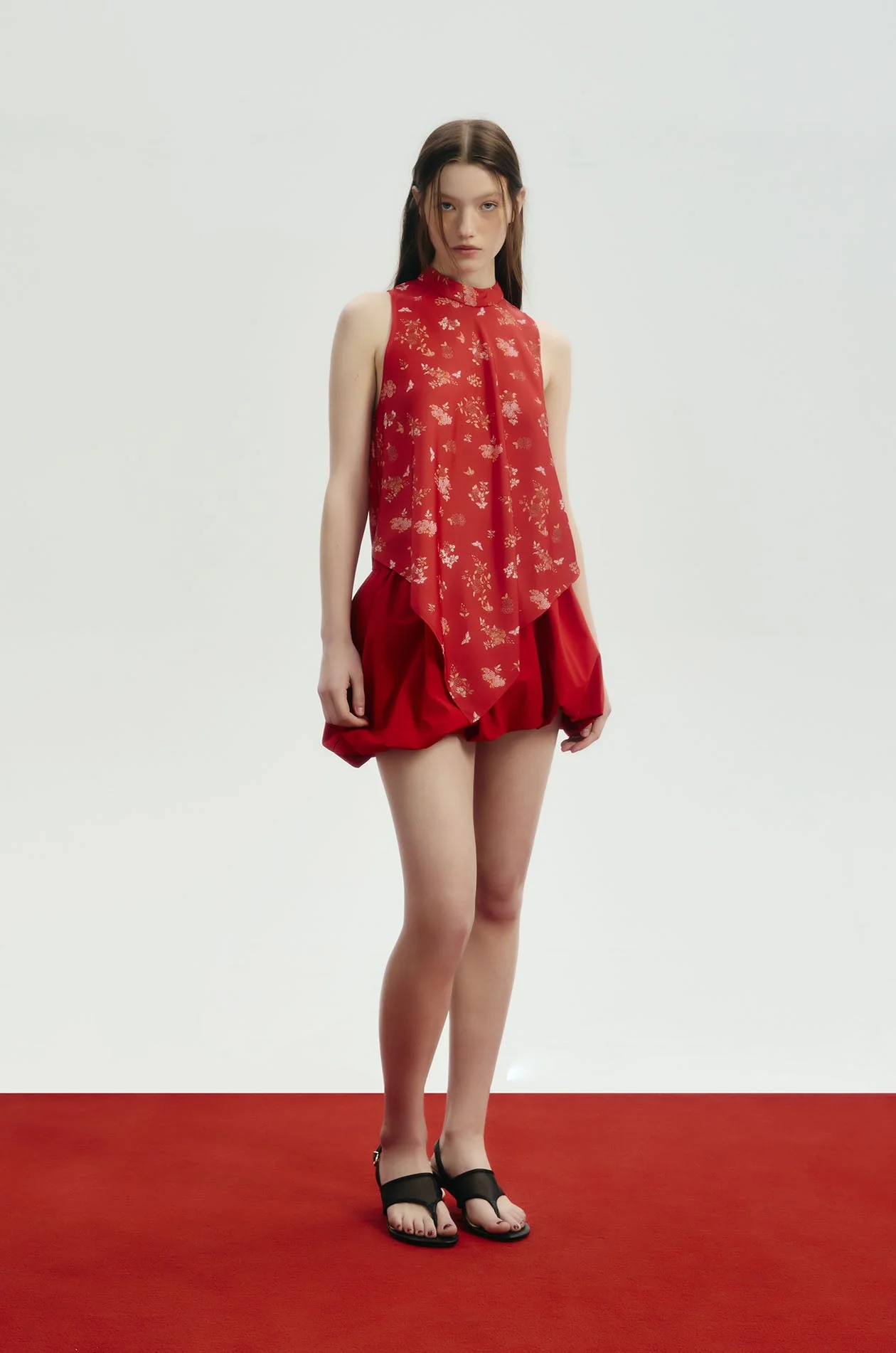 Chinese-Inspired Floral Flowy Satin Top - Image 7