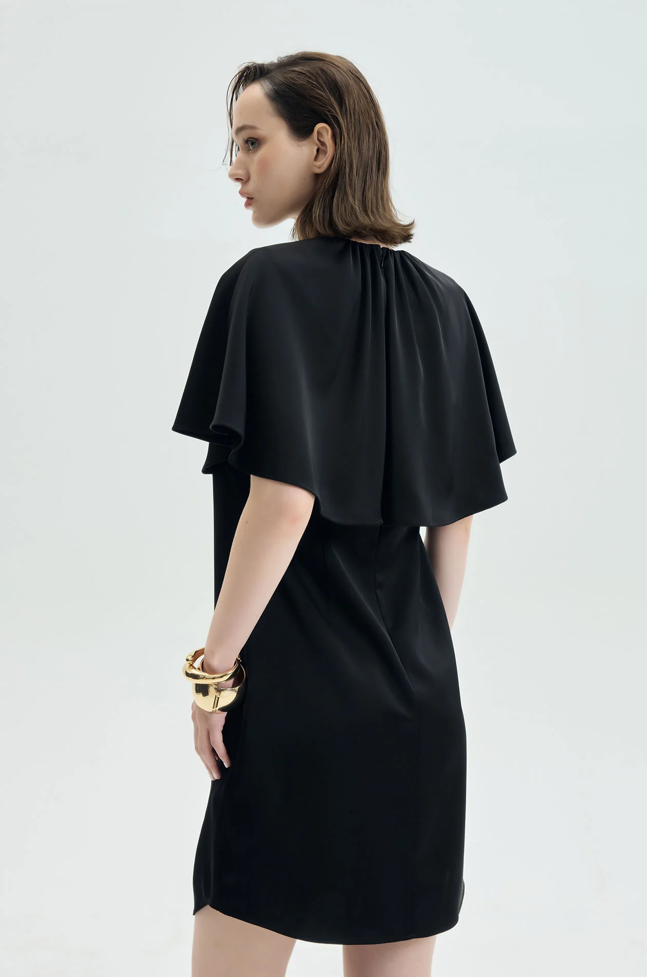 Flutter‑Cape Shift Mini Dress - Image 5