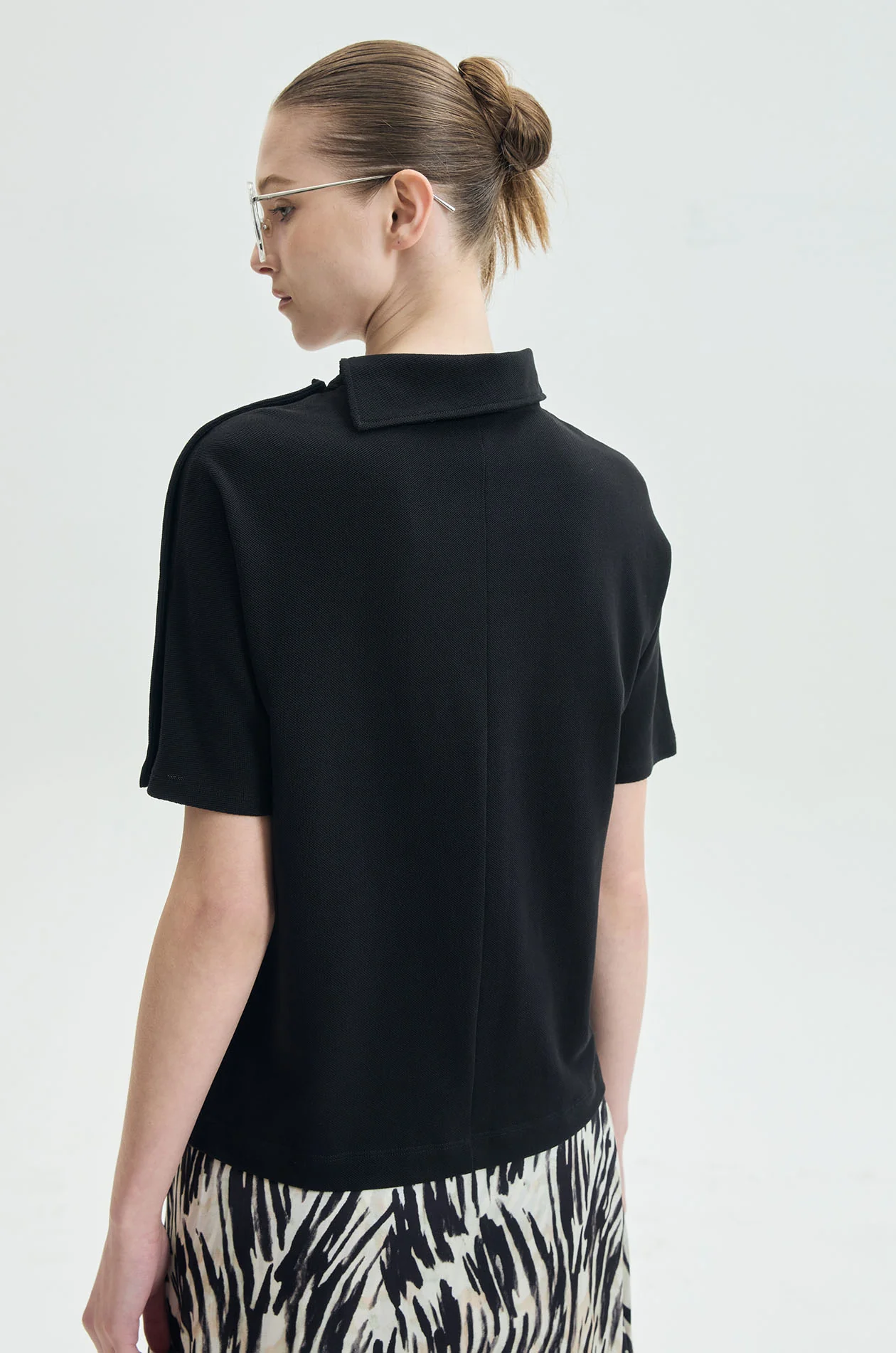 Convertible High‑Neck Piqué Top - Image 6