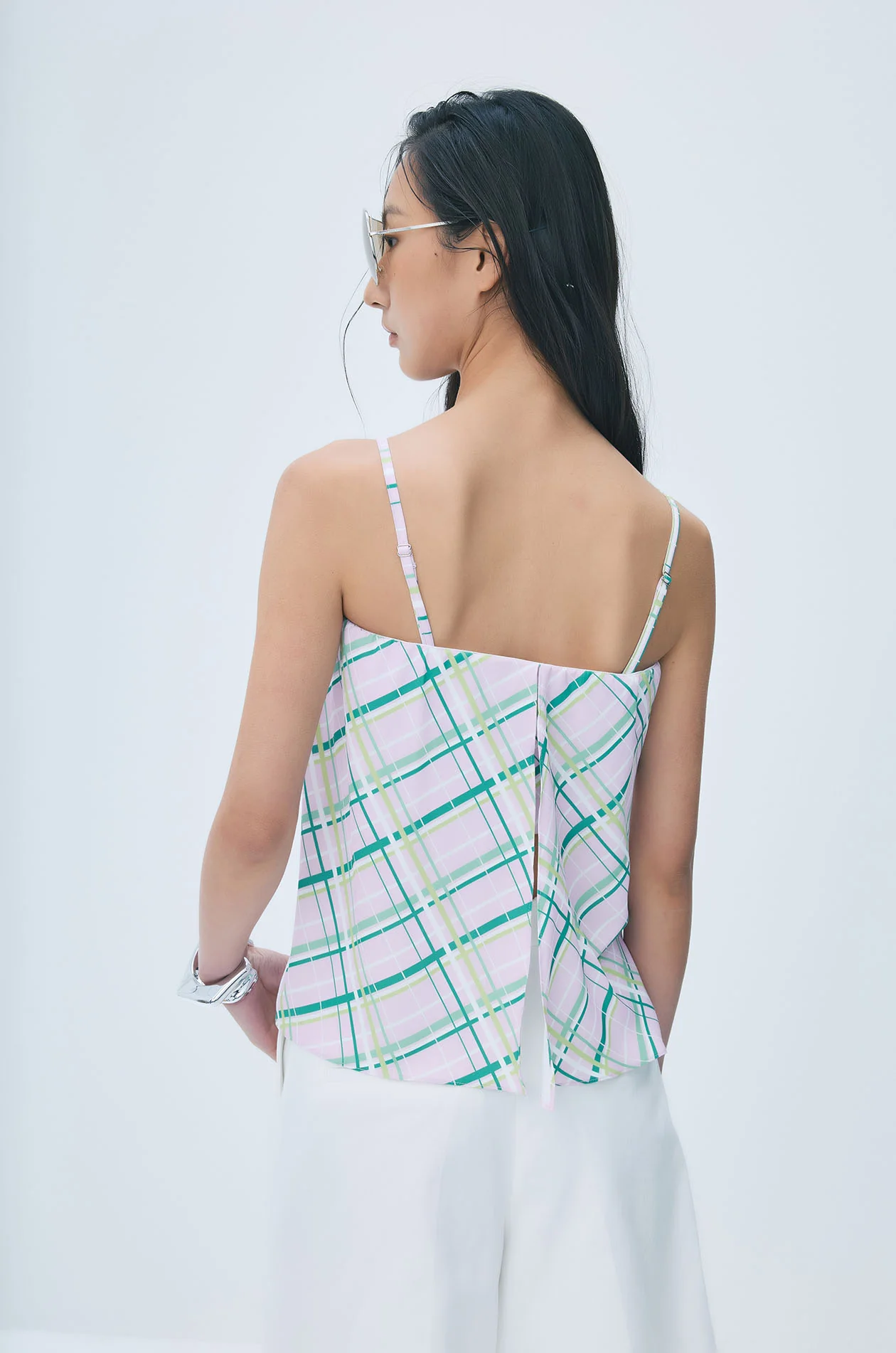 Plaid Slit-Back Strapless Top - Image 4