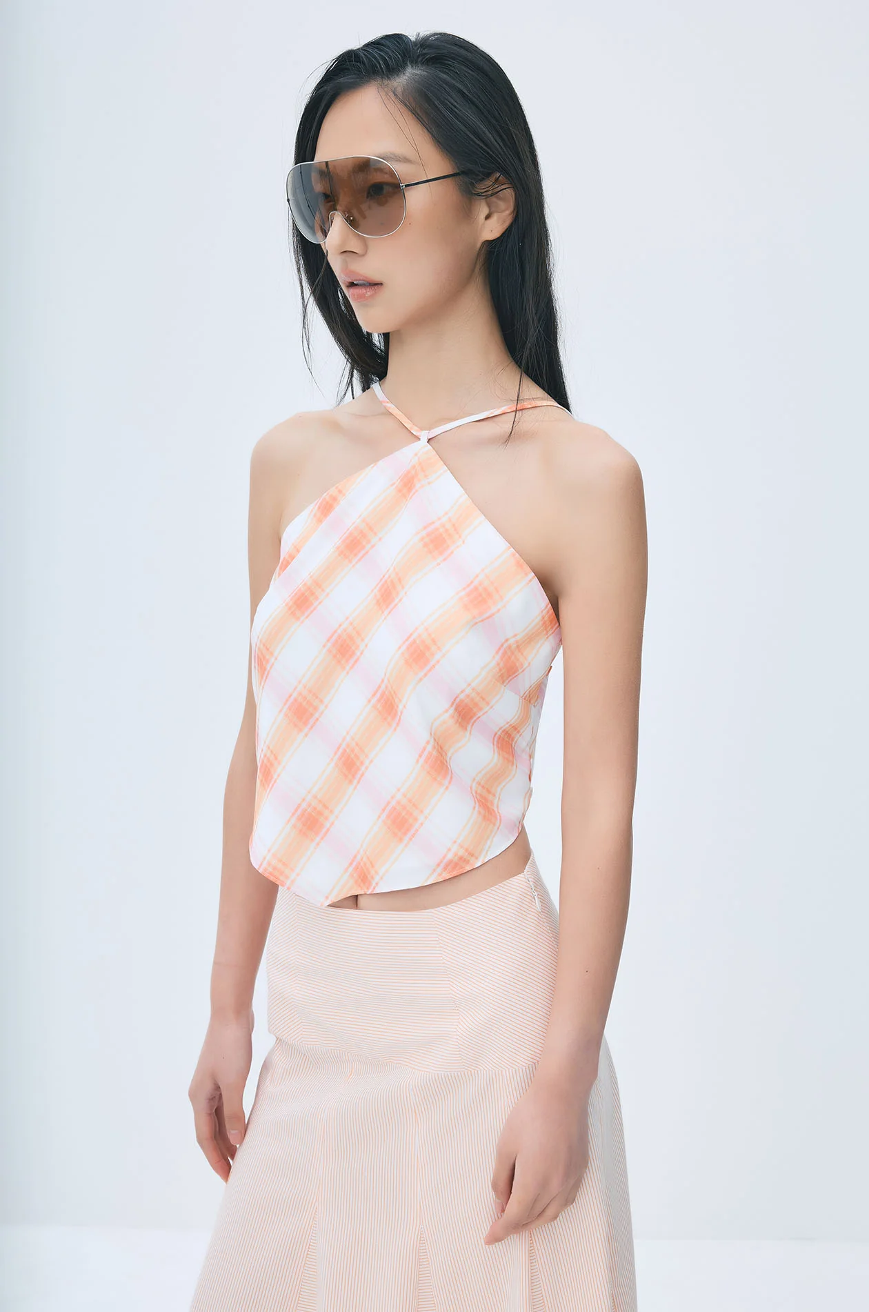 Plaid Scarf-Tie Top - Image 2