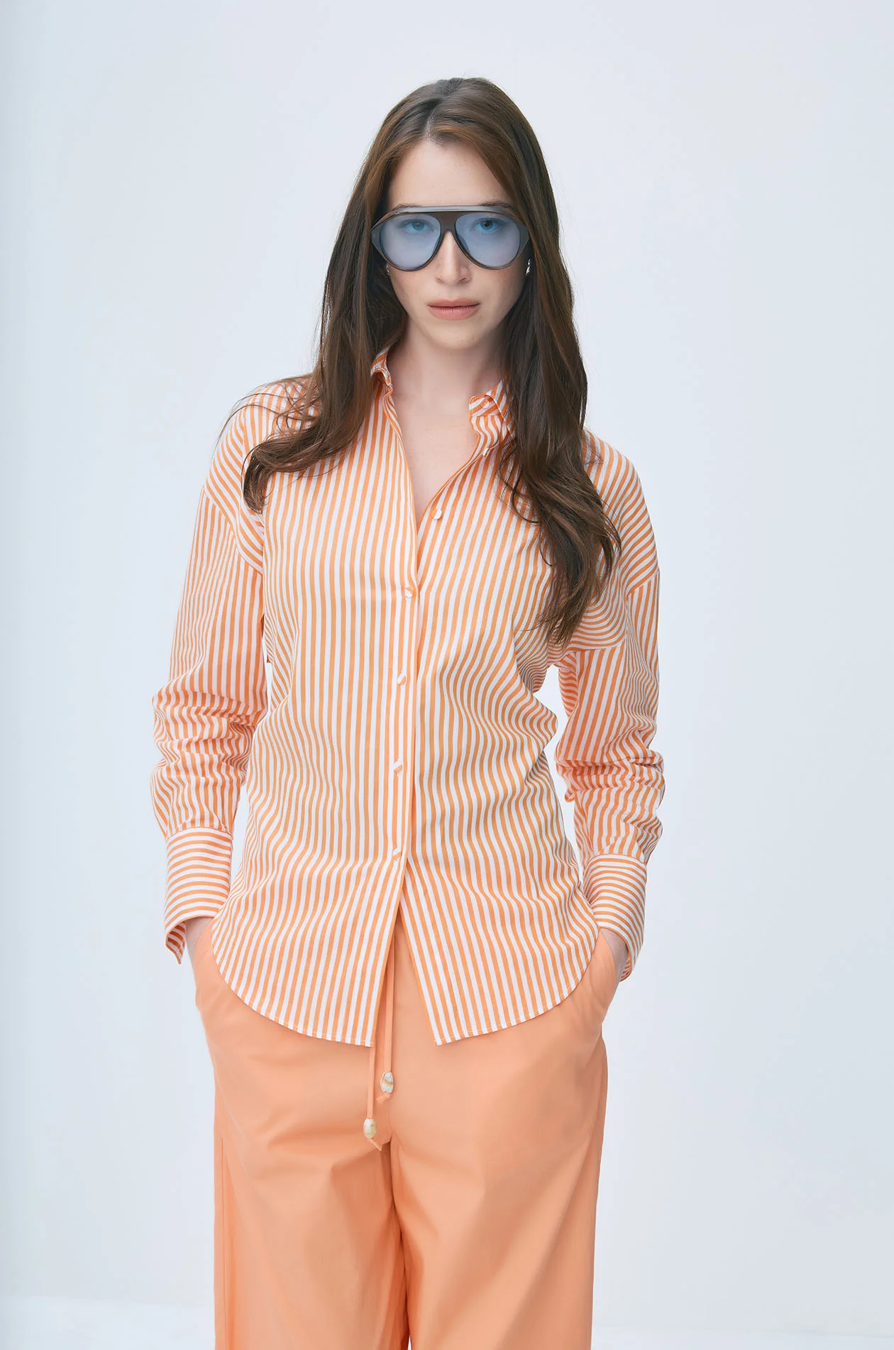 Striped Tie-Back Cotton Shirt - Image 2