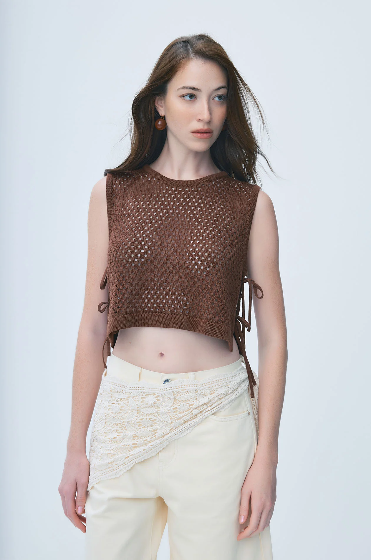 Openwork Knit Crop Top - Image 2