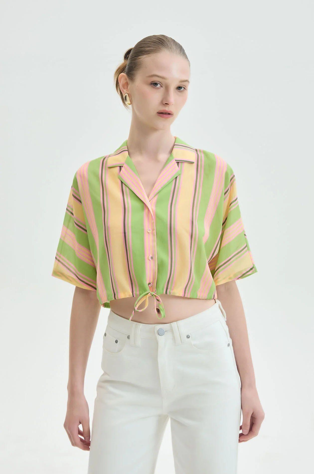 Summer Stripe Cropped Resort Shirt - Image 2