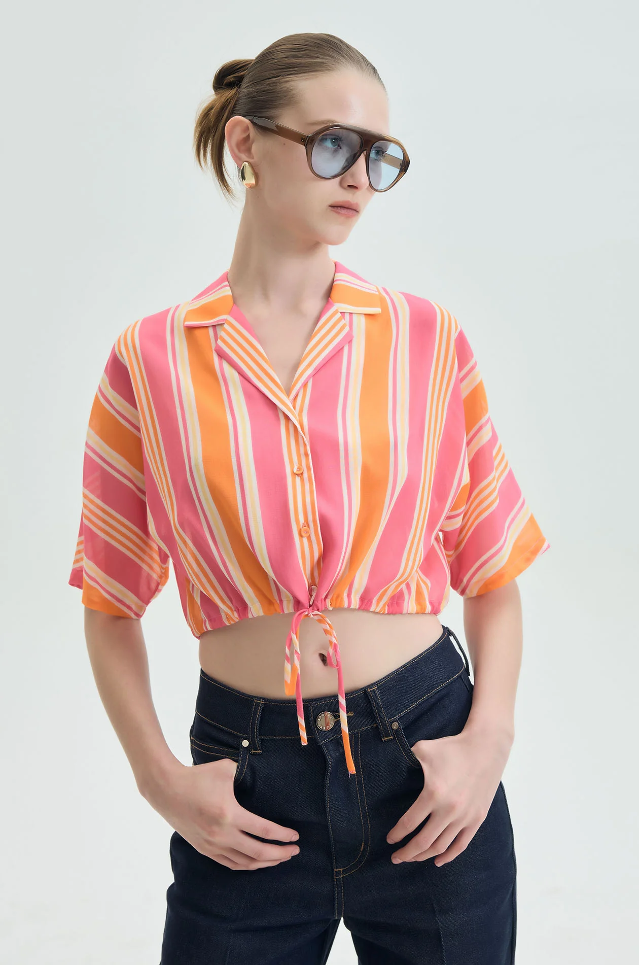 Summer Stripe Cropped Resort Shirt - Image 7