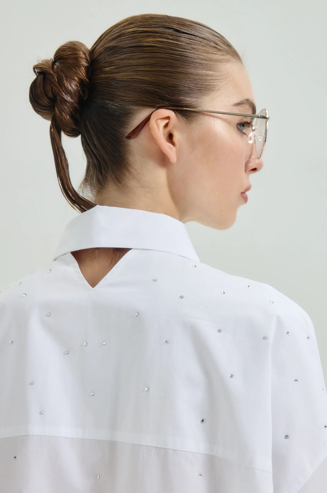 Rhinestone Striped Oversized Shirt - Image 14