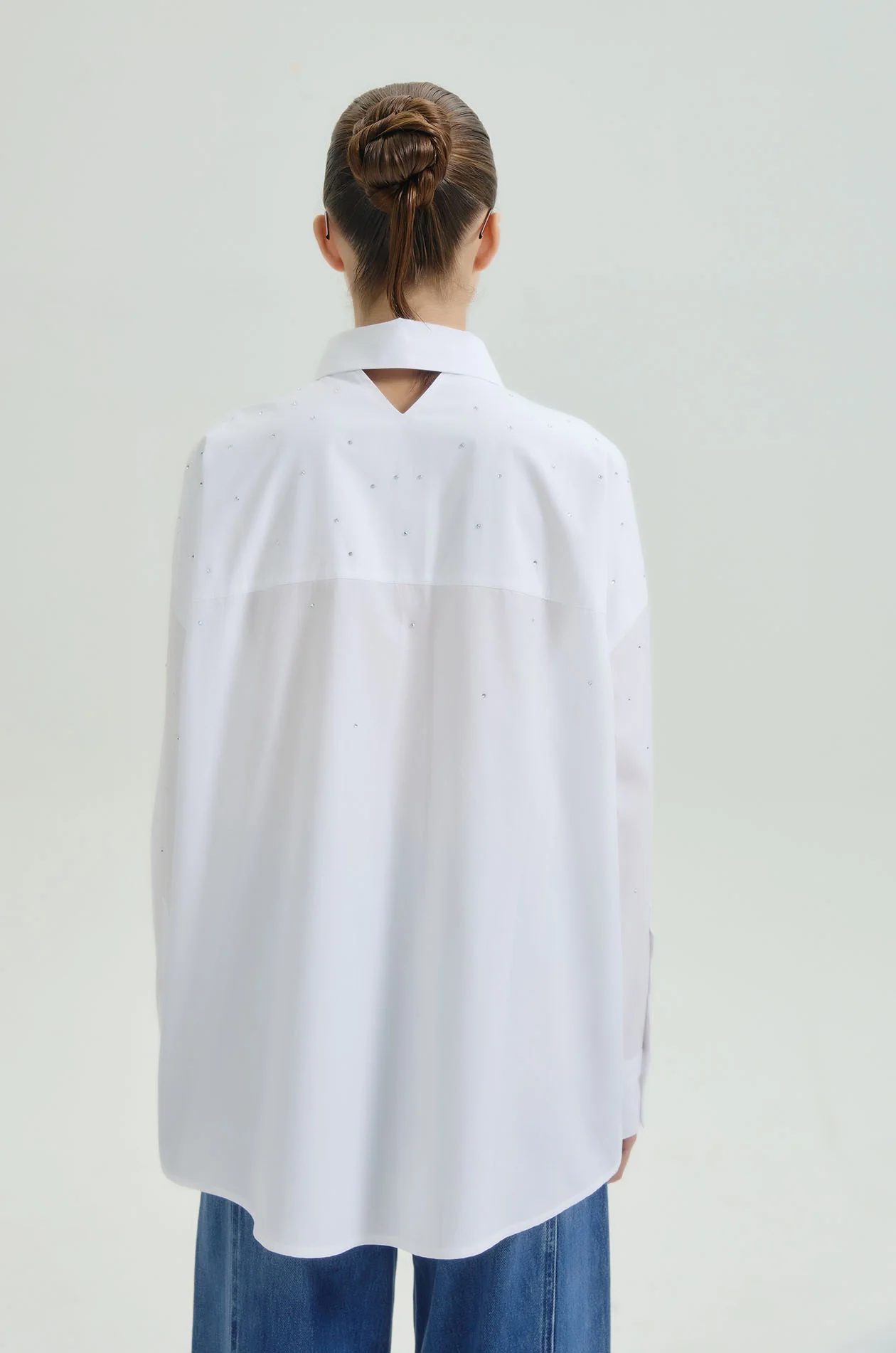 Rhinestone Striped Oversized Shirt - Image 15