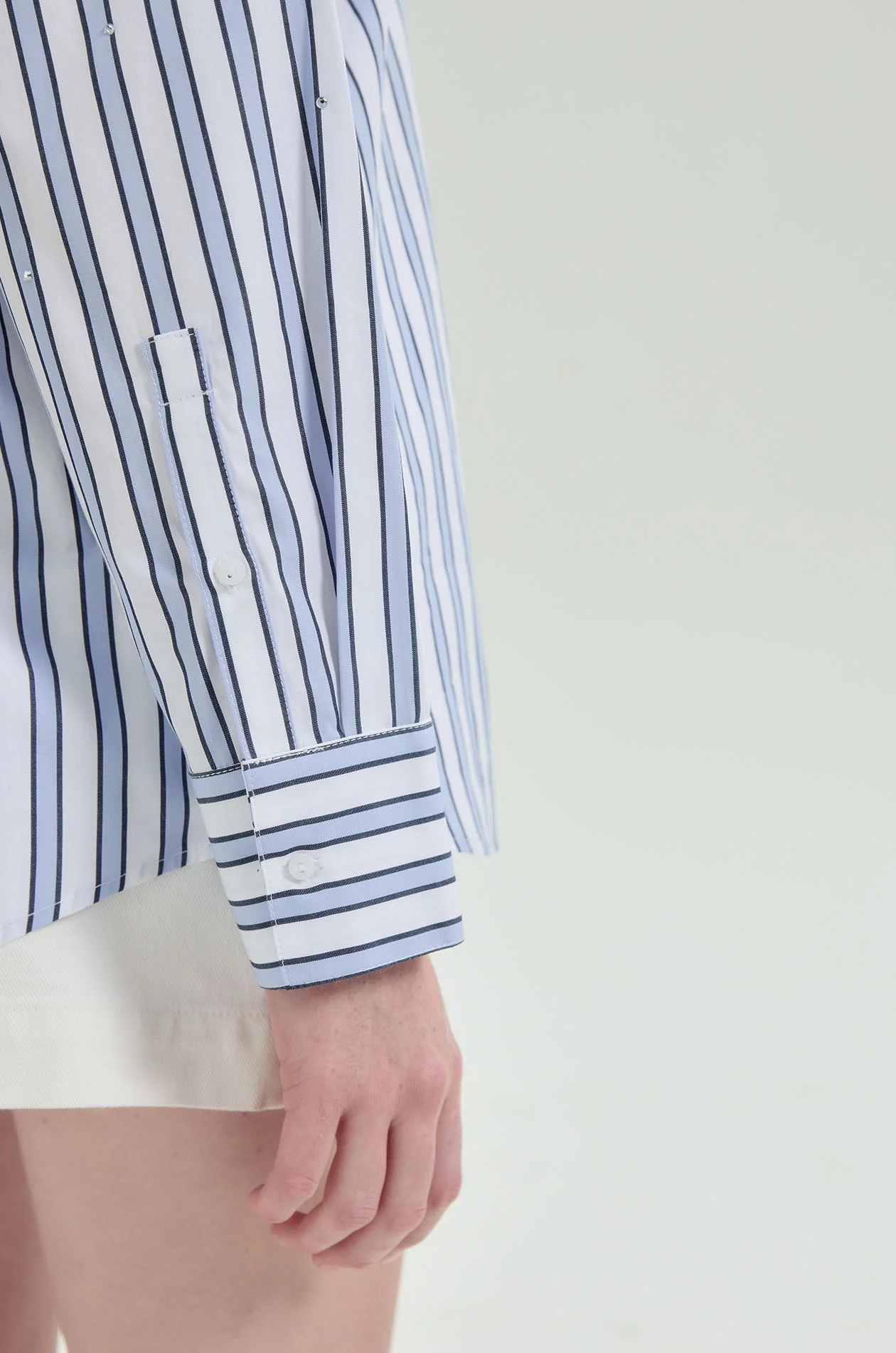 Rhinestone Striped Oversized Shirt - Image 5