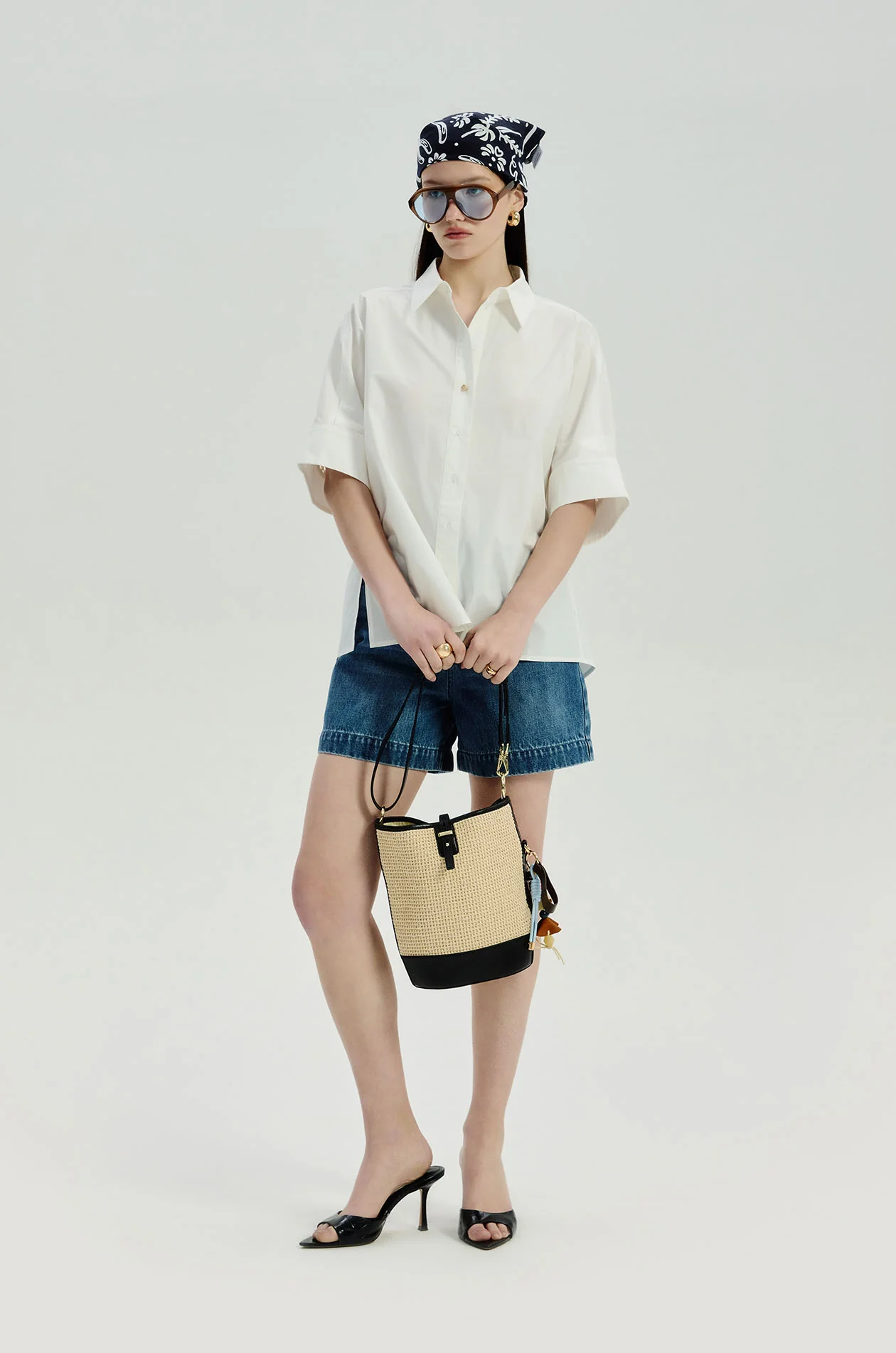 Crochet-Back Relaxed Shirt