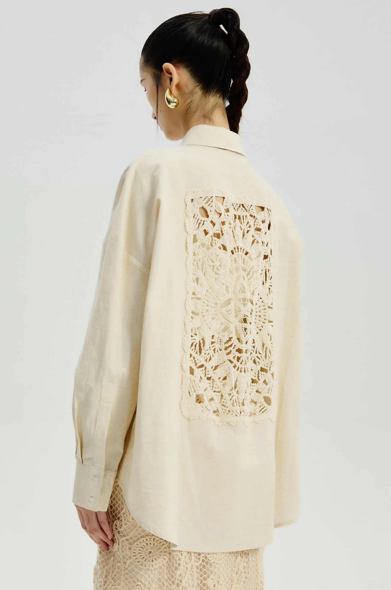 Crochet-Back Oversized Shirt - Image 5