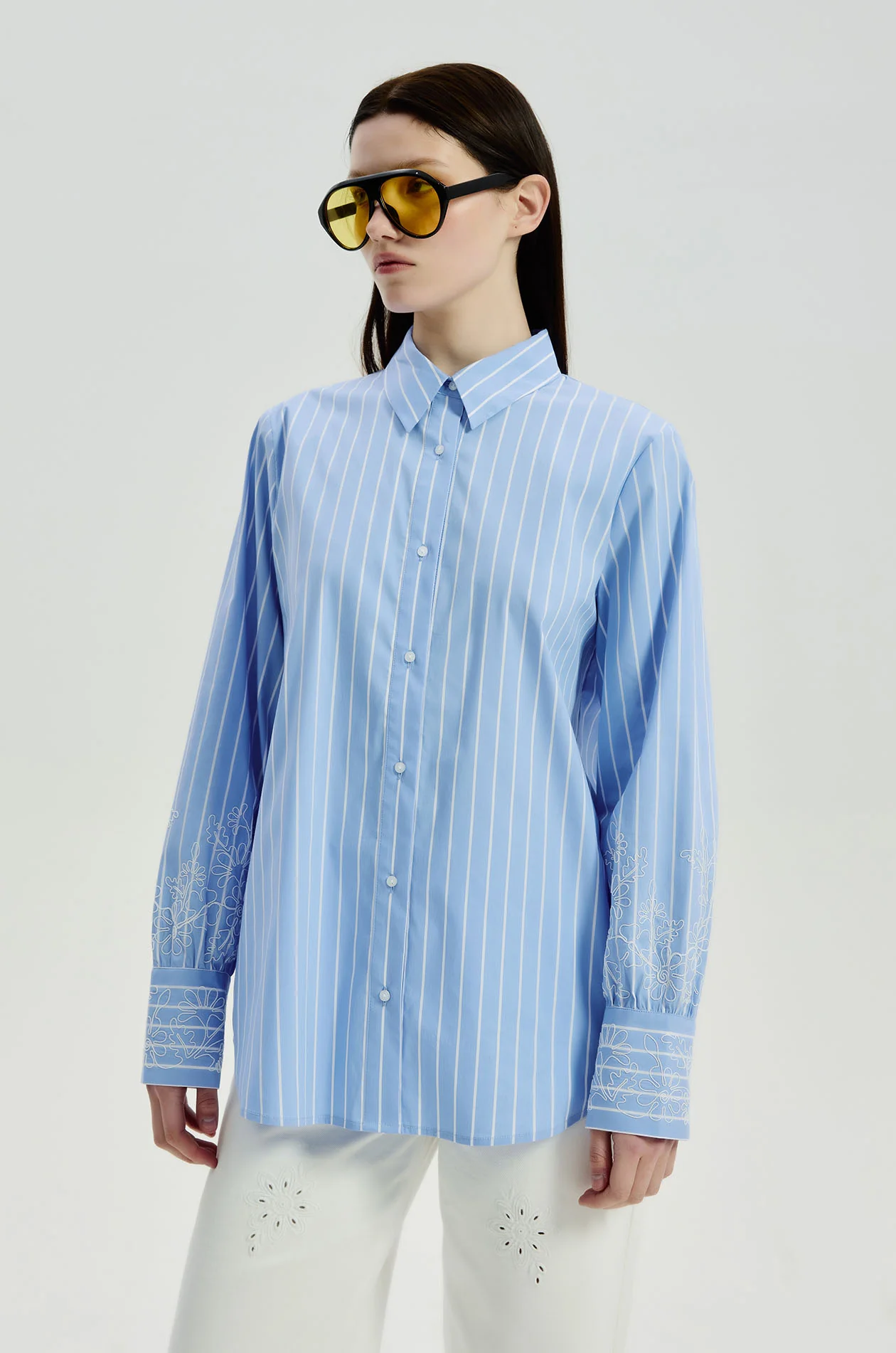 Floral Long Sleeve Striped Shirt - Image 2
