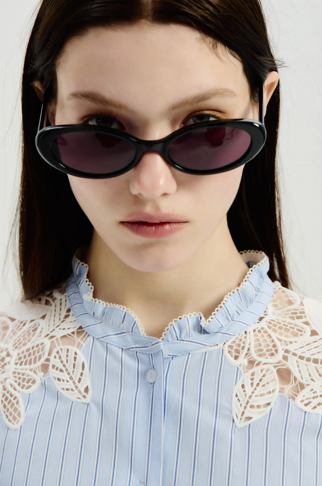 Floral Lace Striped Blouse - Image 3