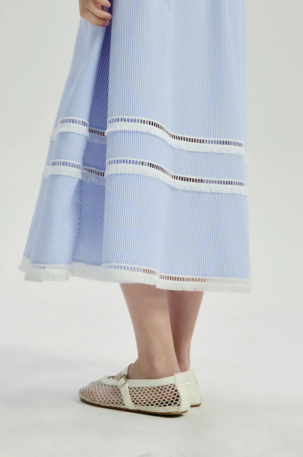 Crochet Trim Striped Midi Dress - Image 4