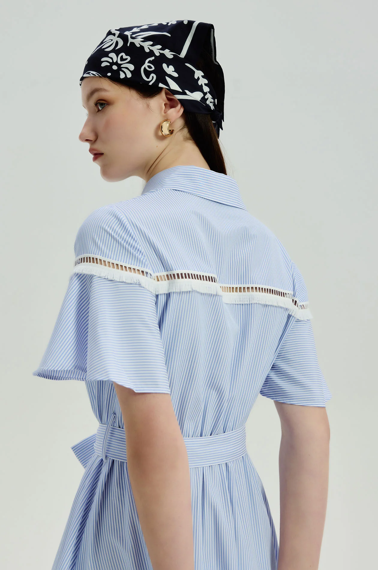 Crochet Trim Striped Midi Dress - Image 5