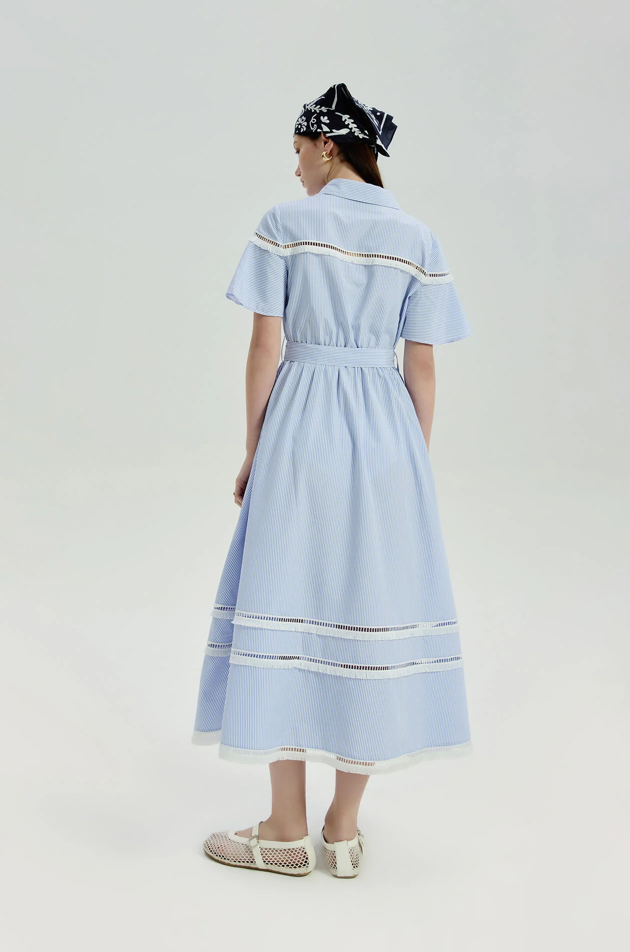 Crochet Trim Striped Midi Dress - Image 6