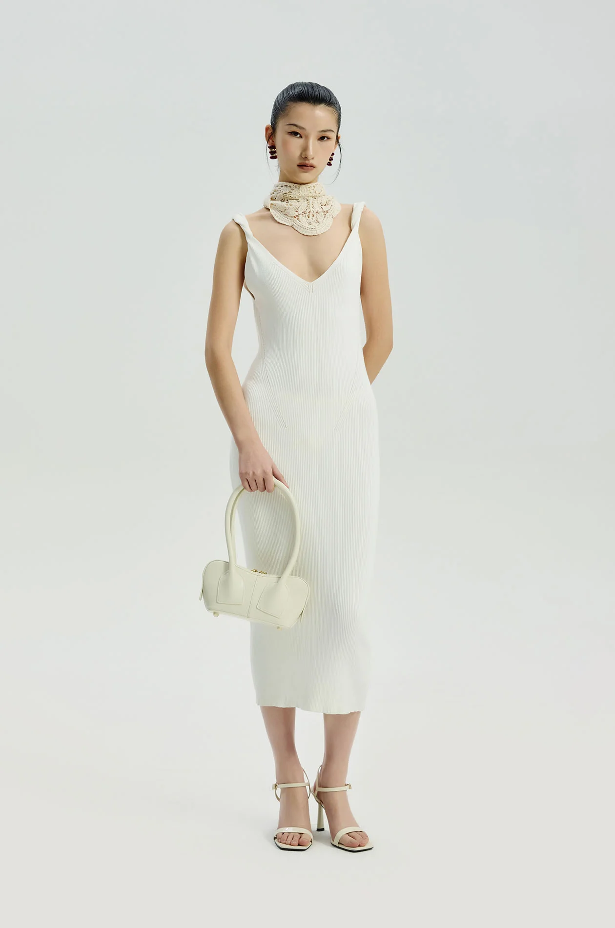 Plunging Knit Midi Dress