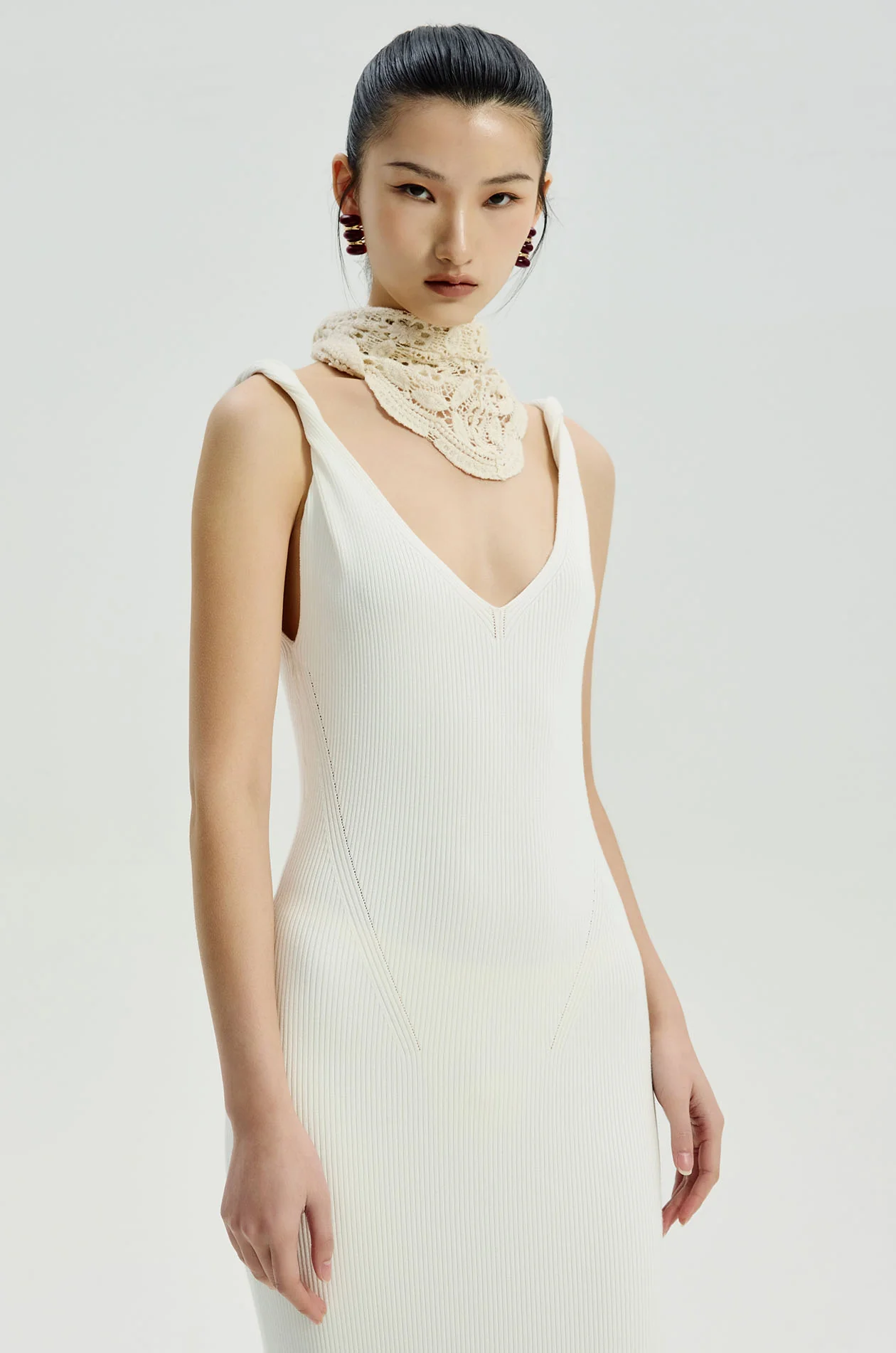 Plunging Knit Midi Dress - Image 2