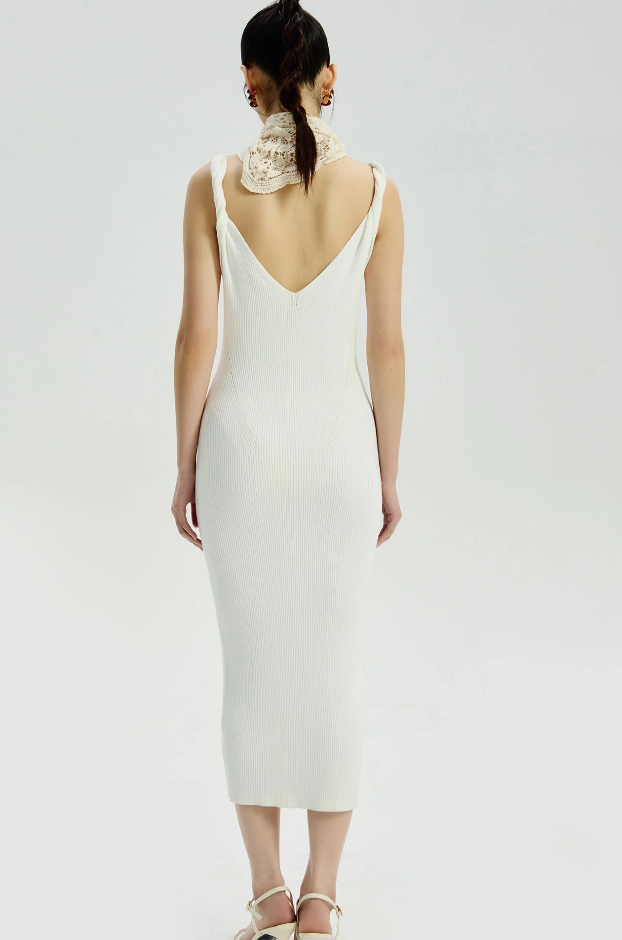 Plunging Knit Midi Dress - Image 4