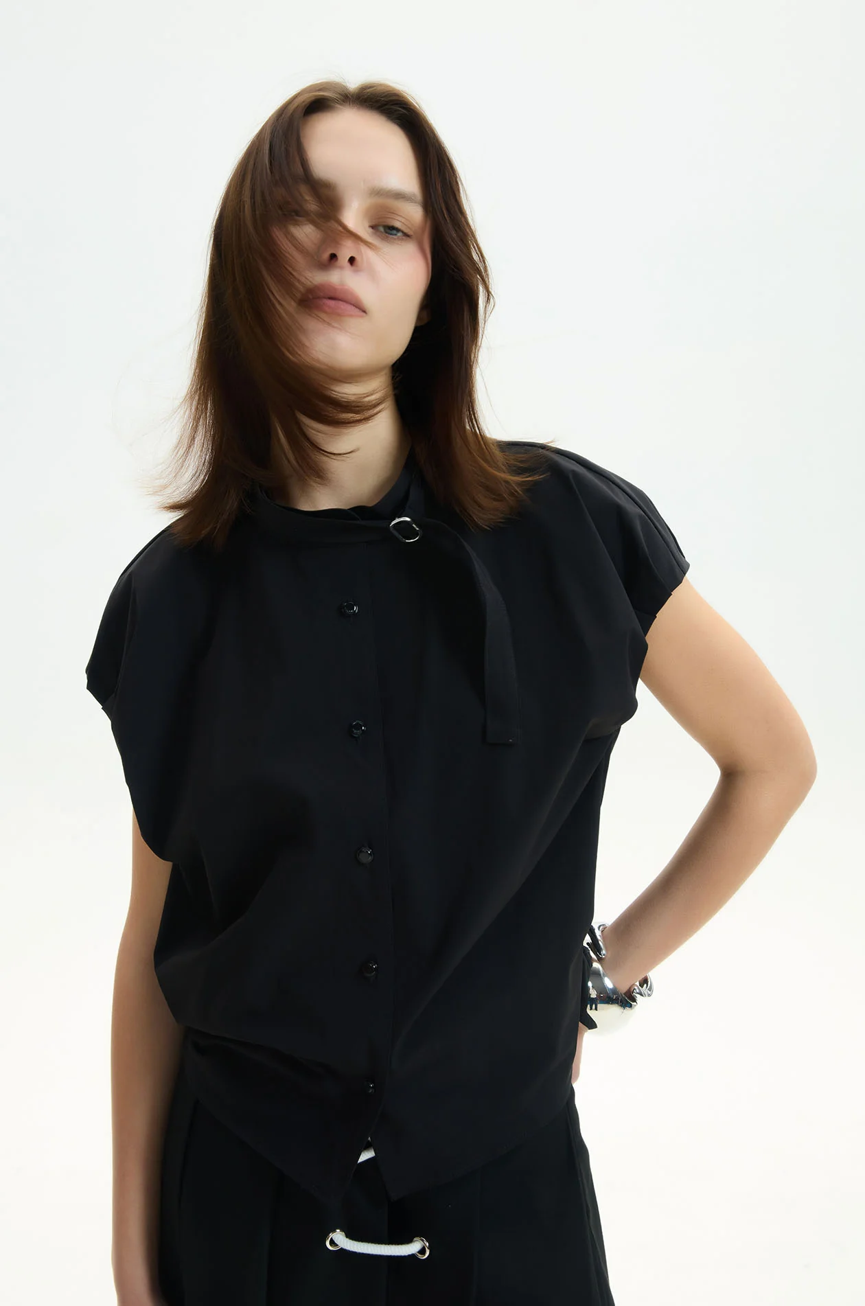 Buckle Strap Sleeveless Shirt - Image 7
