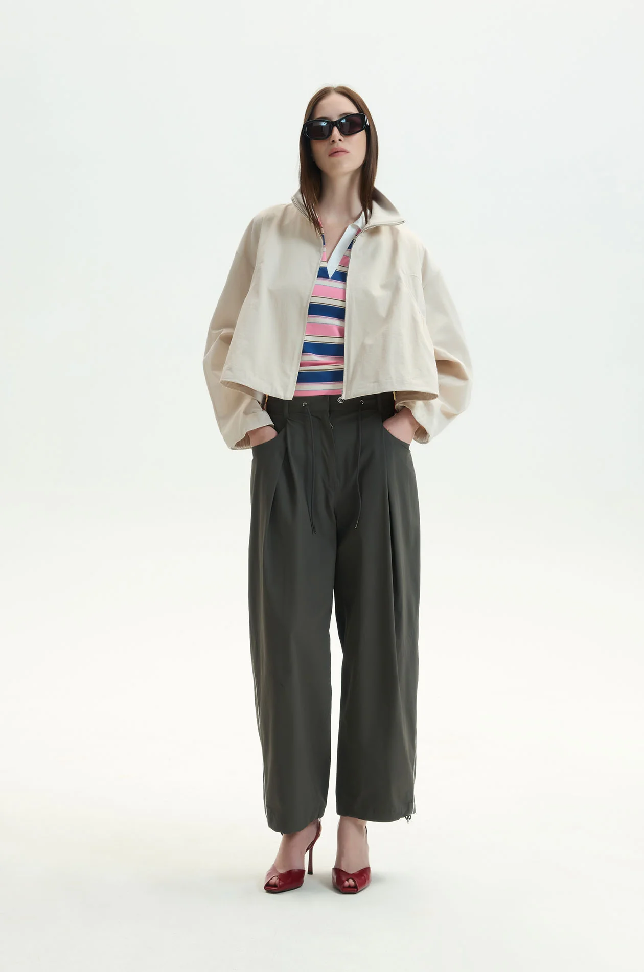 Piping Drawstring Bubble Sweatpants