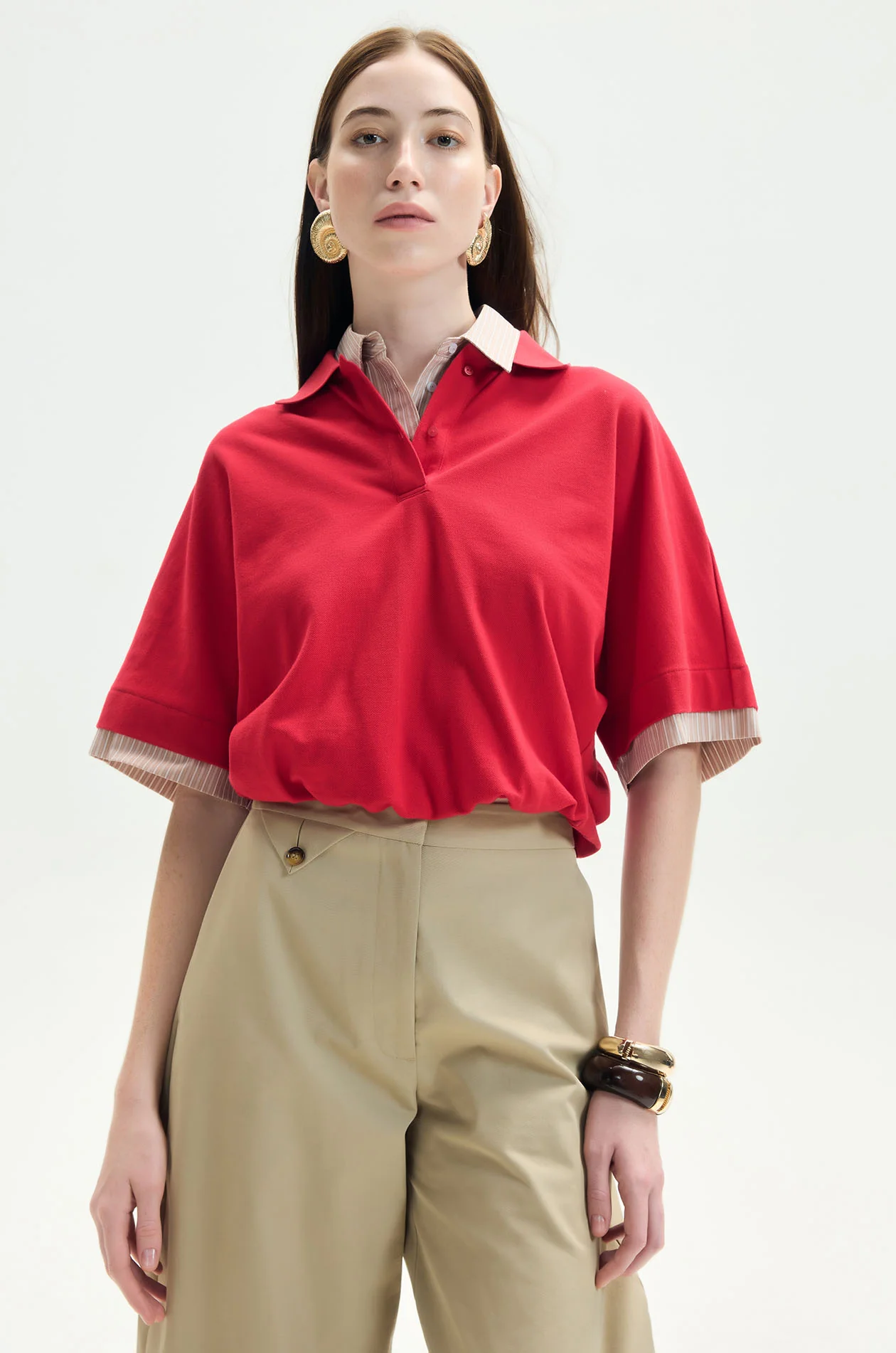 Cropped Striped Polo - Image 2
