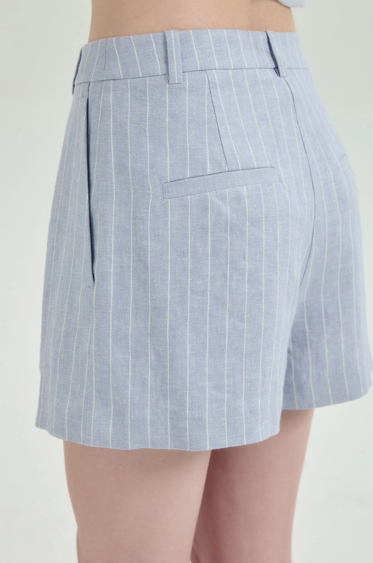 Striped Linen Blend City Shorts - Image 4