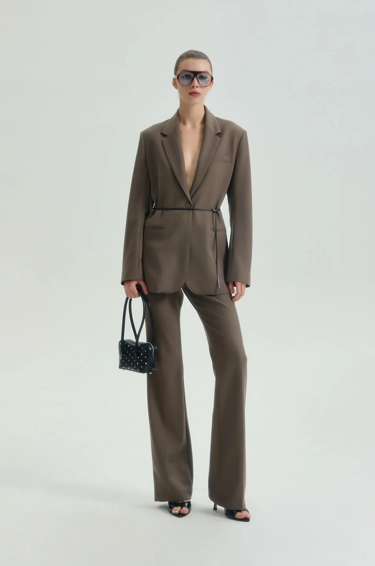 Single-Breasted Oversized Blazer with Belt - Image 11