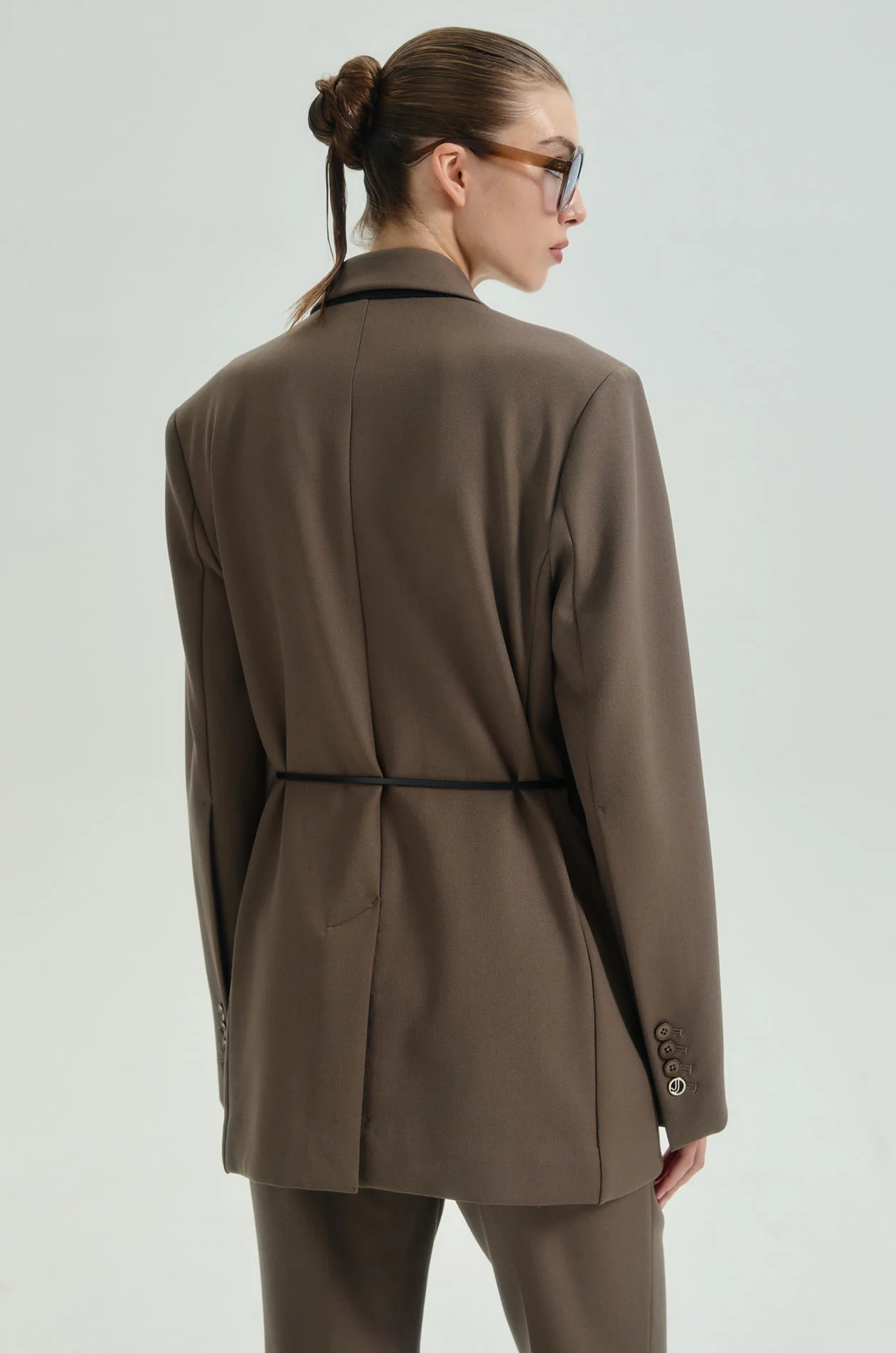 Single-Breasted Oversized Blazer with Belt - Image 13