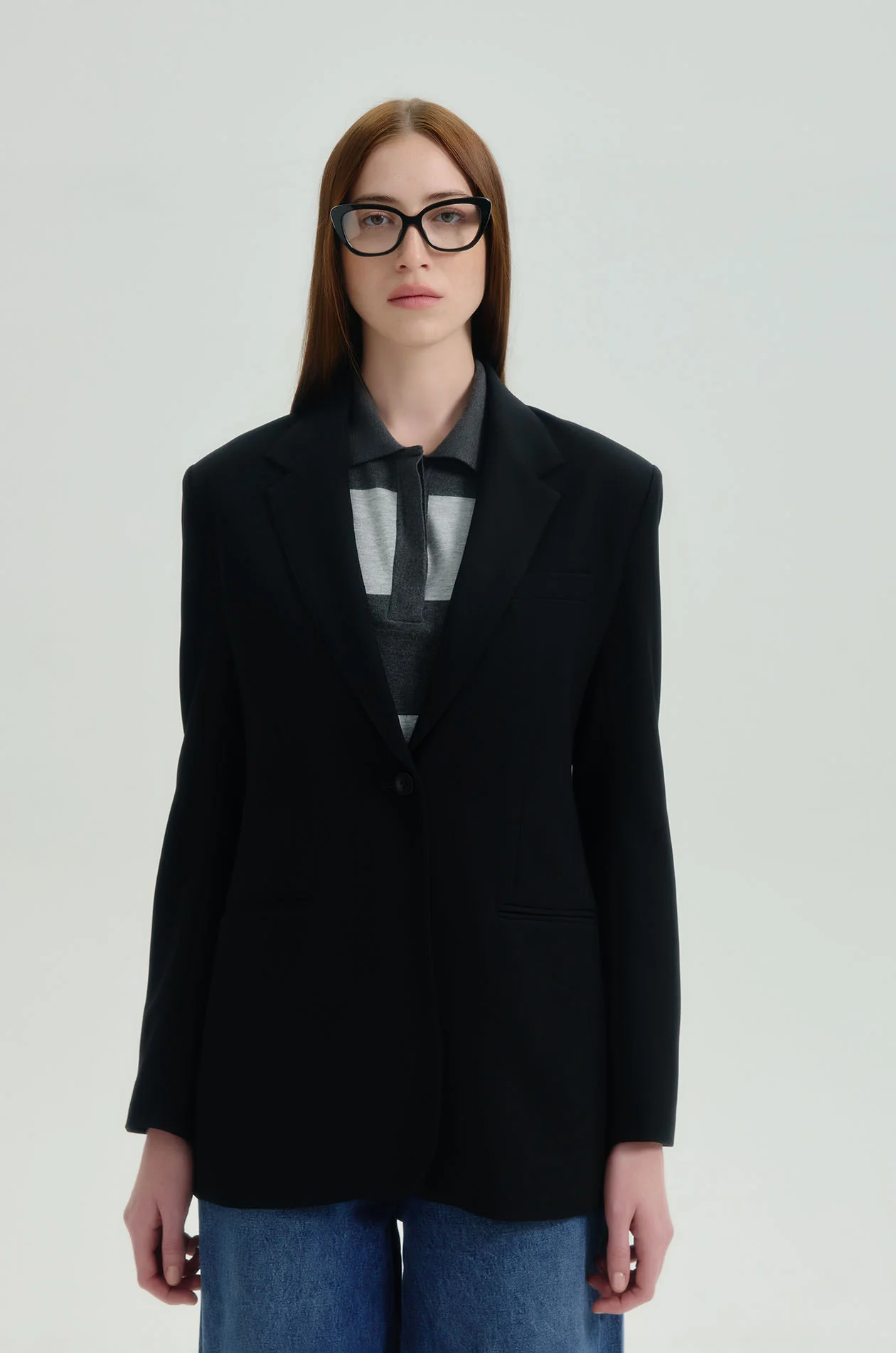 Single-Breasted Oversized Blazer with Belt - Image 2