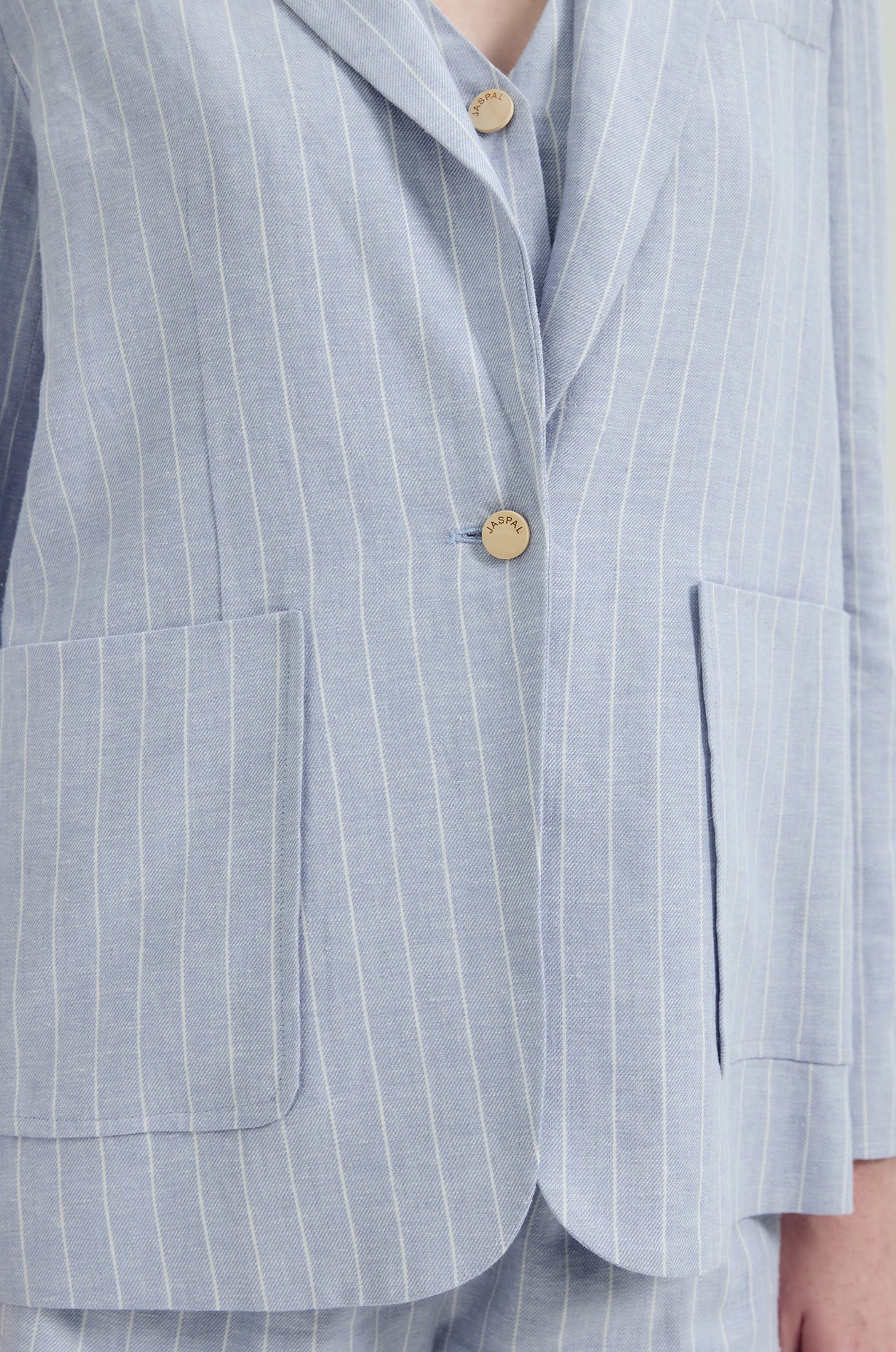 Striped Linen Blend Lightweight Blazer - Image 4