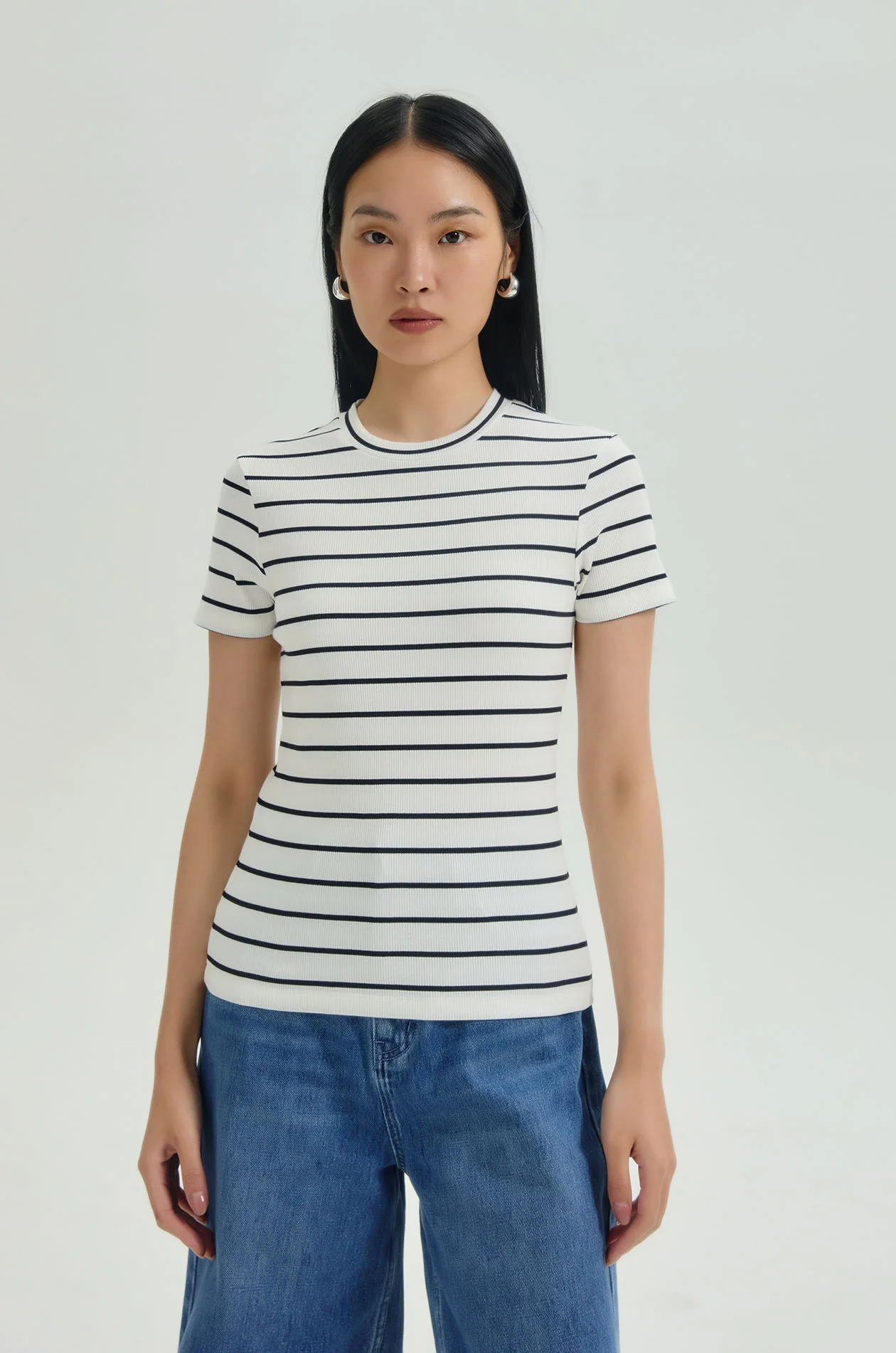 Striped Ribbed T-Shirt - Image 2